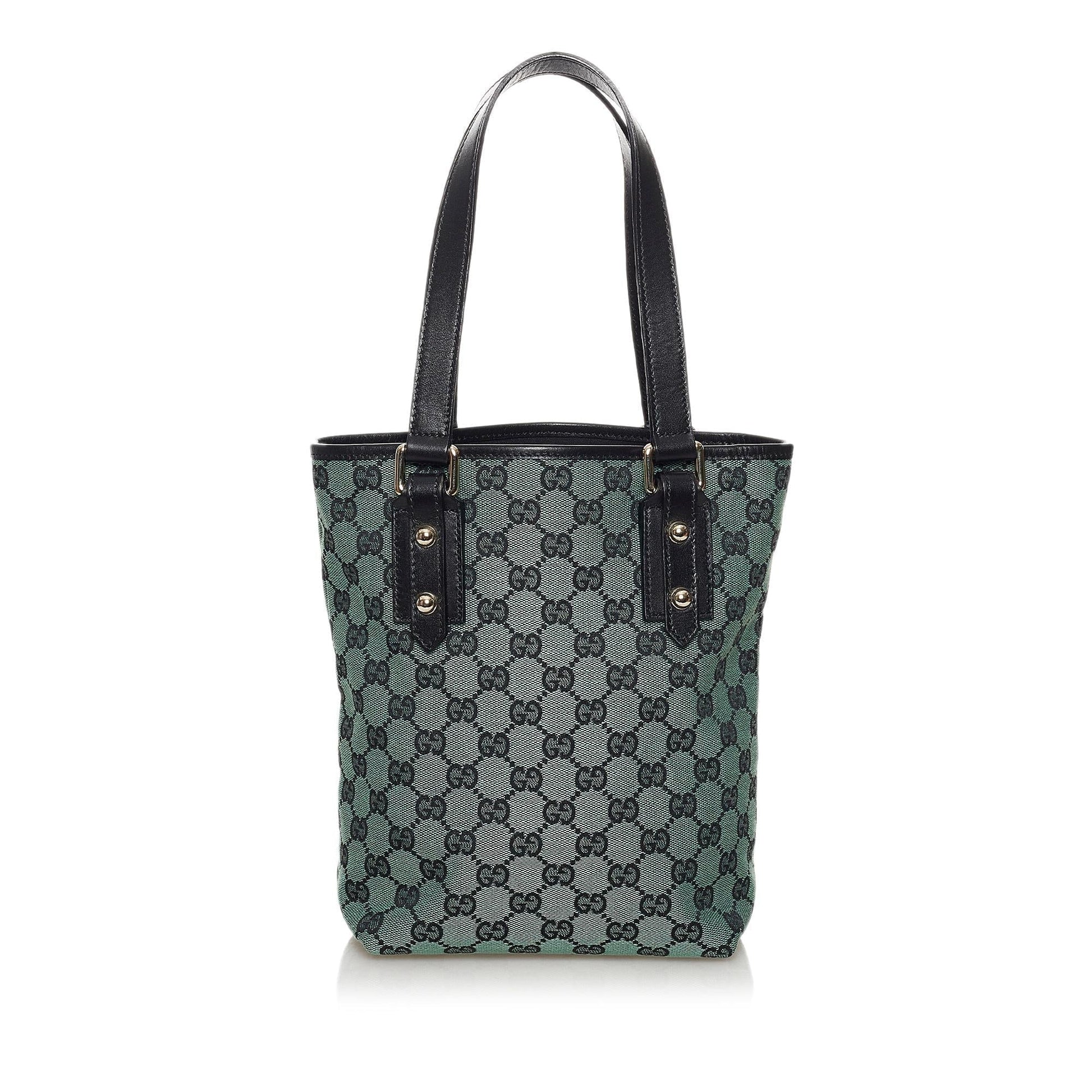 Gucci GG SHG Canvas Calf Blue Grey Satchel Bag