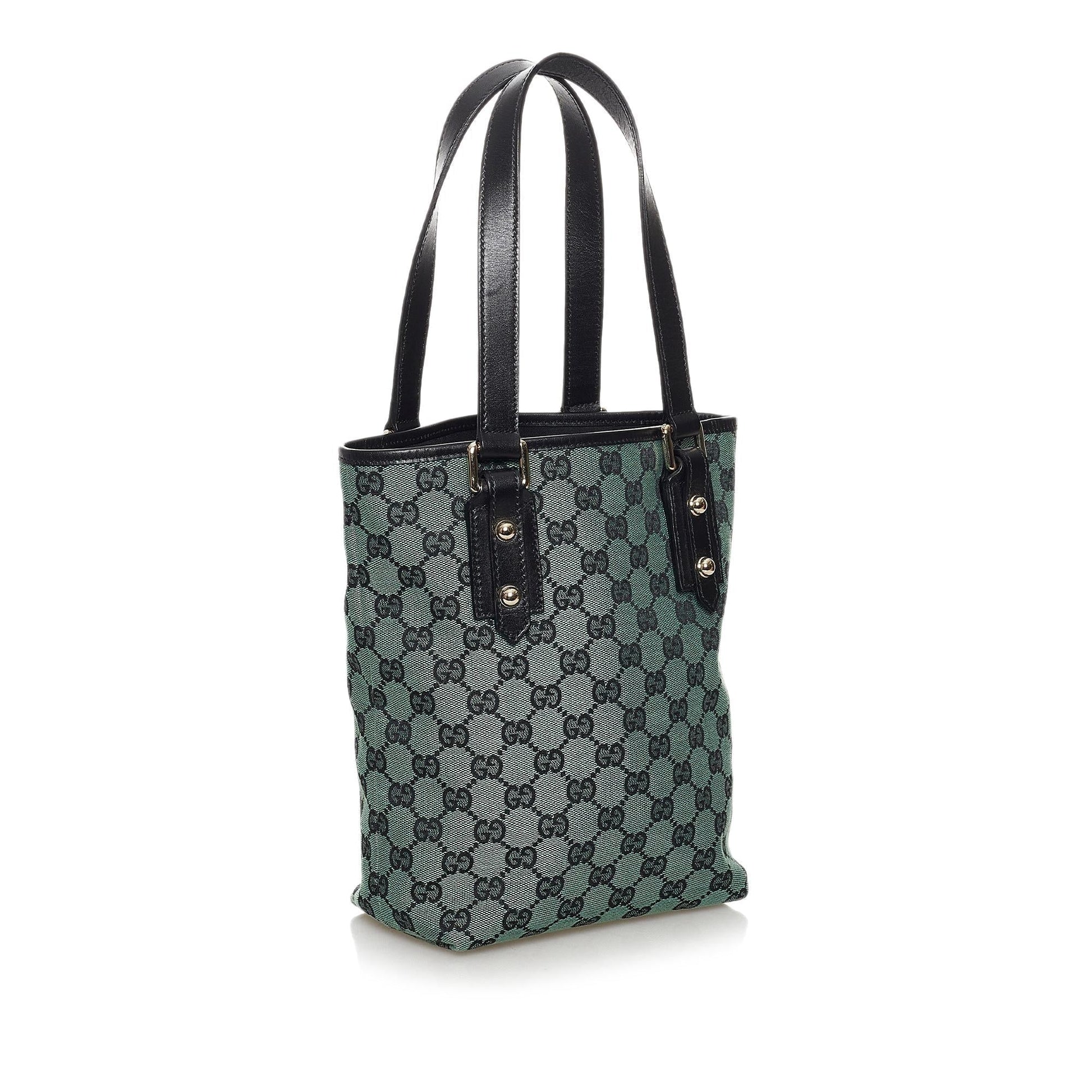 Gucci GG SHG Canvas Calf Blue Grey Satchel Bag
