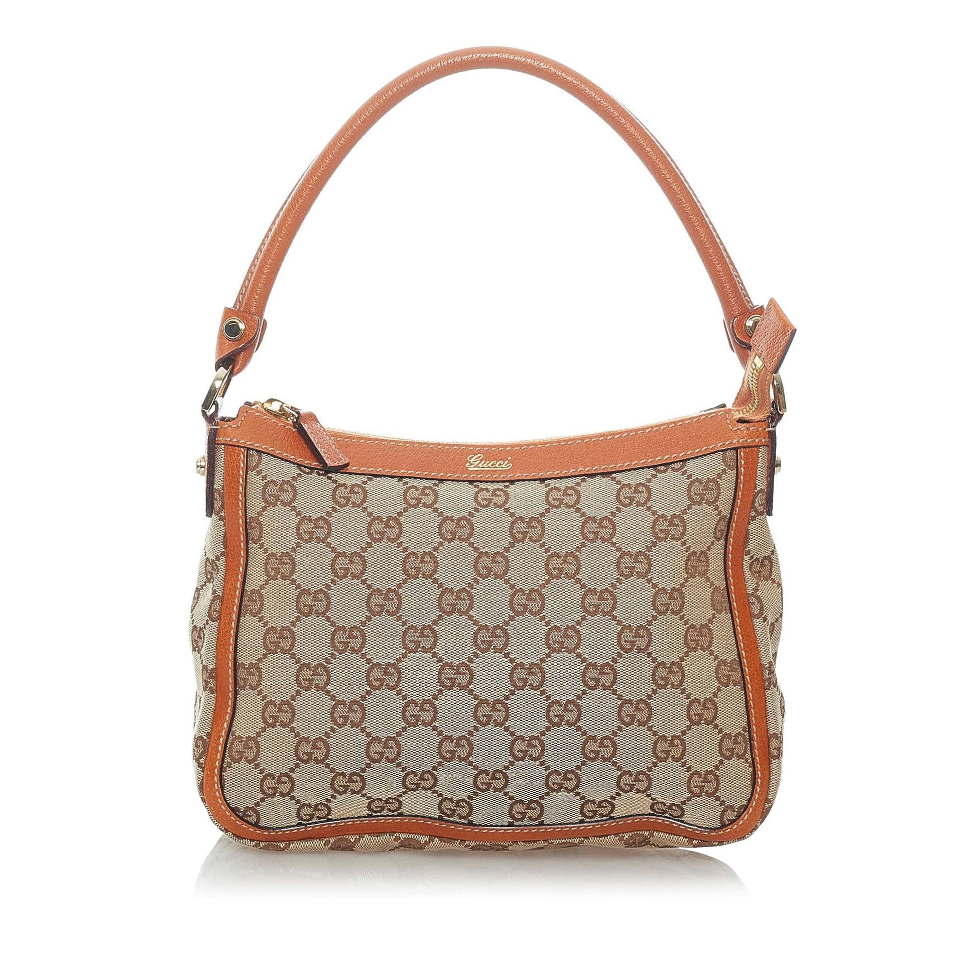 Gucci GG SHG Canvas Brown Satchel Bag 8
