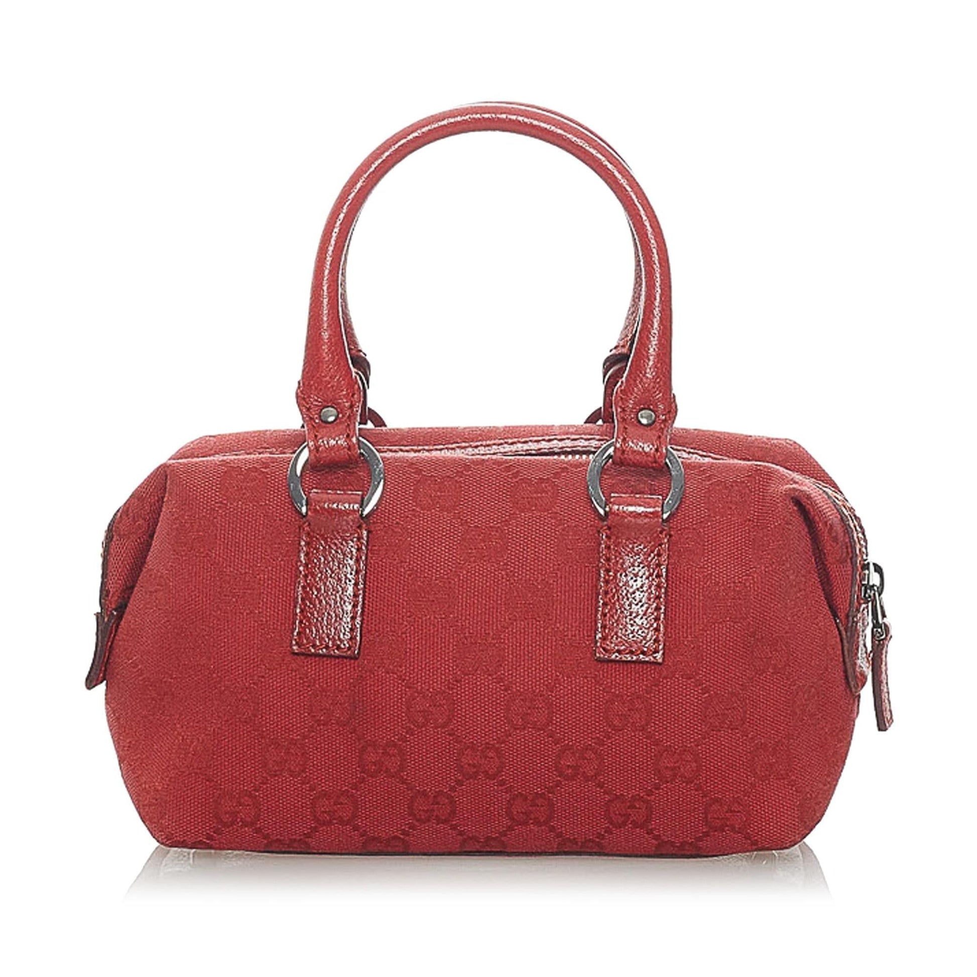 Gucci GG SHG Canvas Red Satchel Bag 4