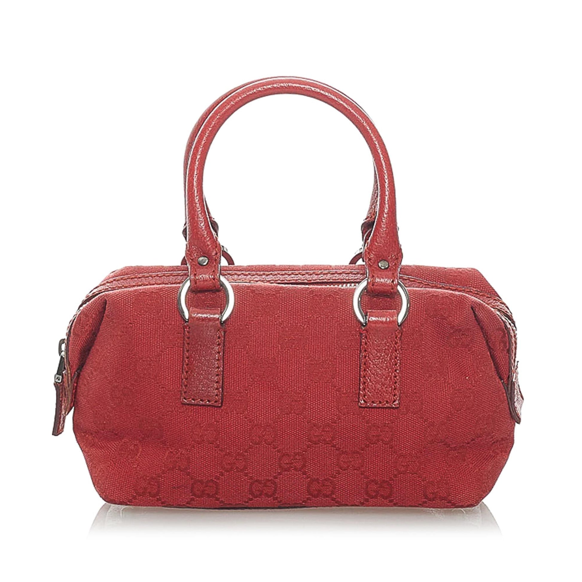Gucci GG SHG Canvas Red Satchel Bag 4