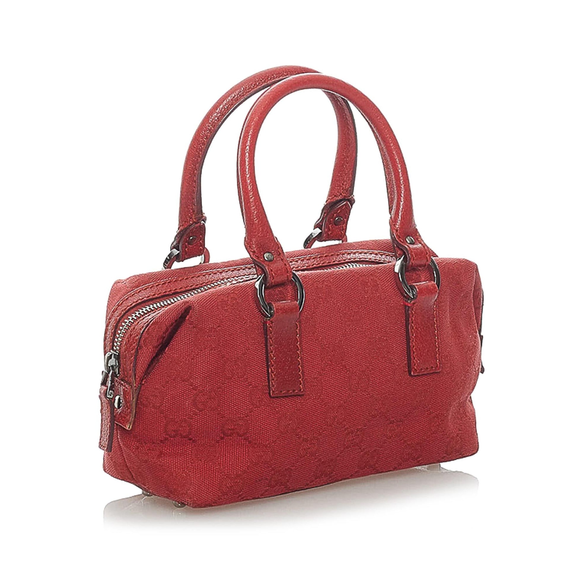 Gucci GG SHG Canvas Red Satchel Bag 4