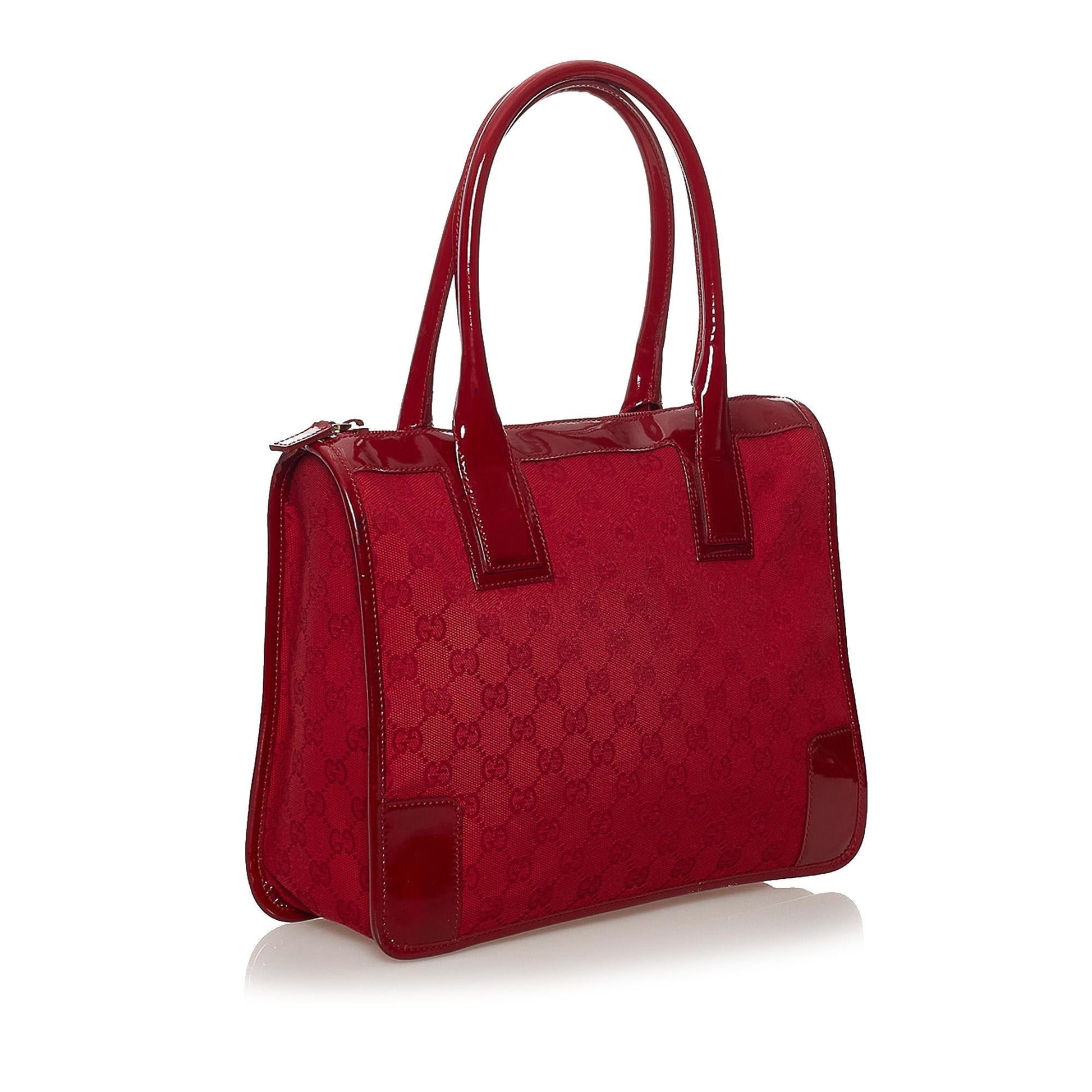 Gucci GG SHG Canvas Red Satchel Bag 5