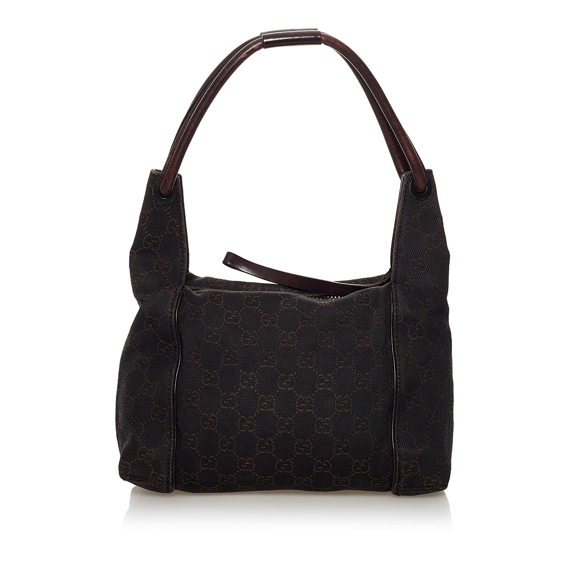 Gucci GG SHG Canvas Calf Brown Satchel Bag