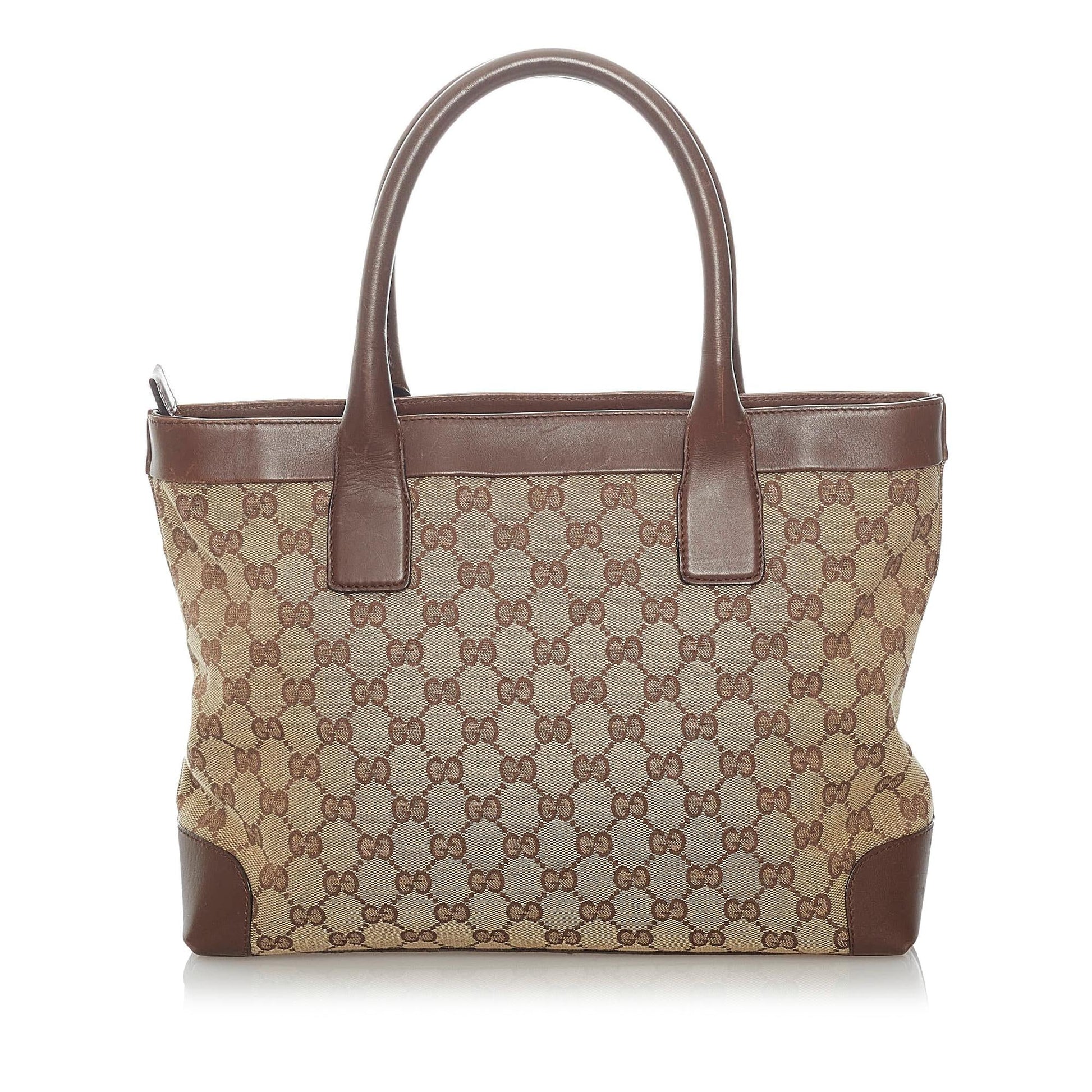 Gucci GG SHG Canvas Brown Satchel Bag 10