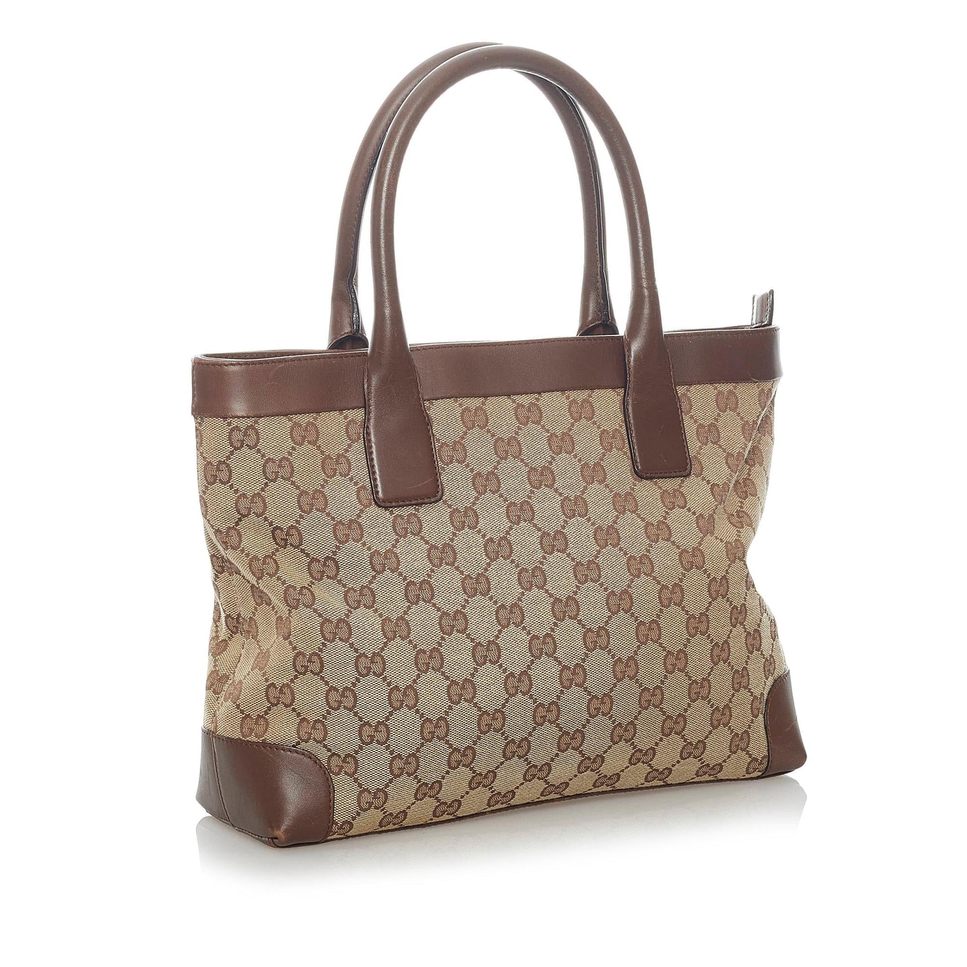 Gucci GG SHG Canvas Brown Satchel Bag 10