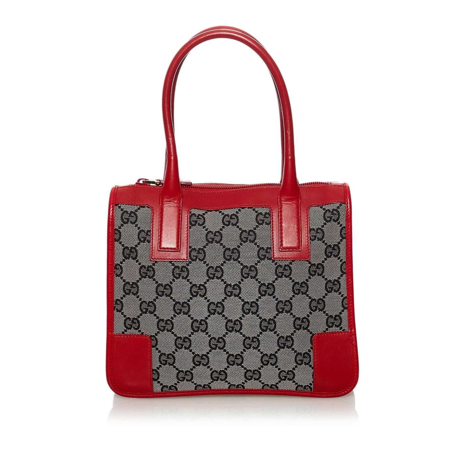 Gucci GG SHG Canvas Red Grey Satchel Bag