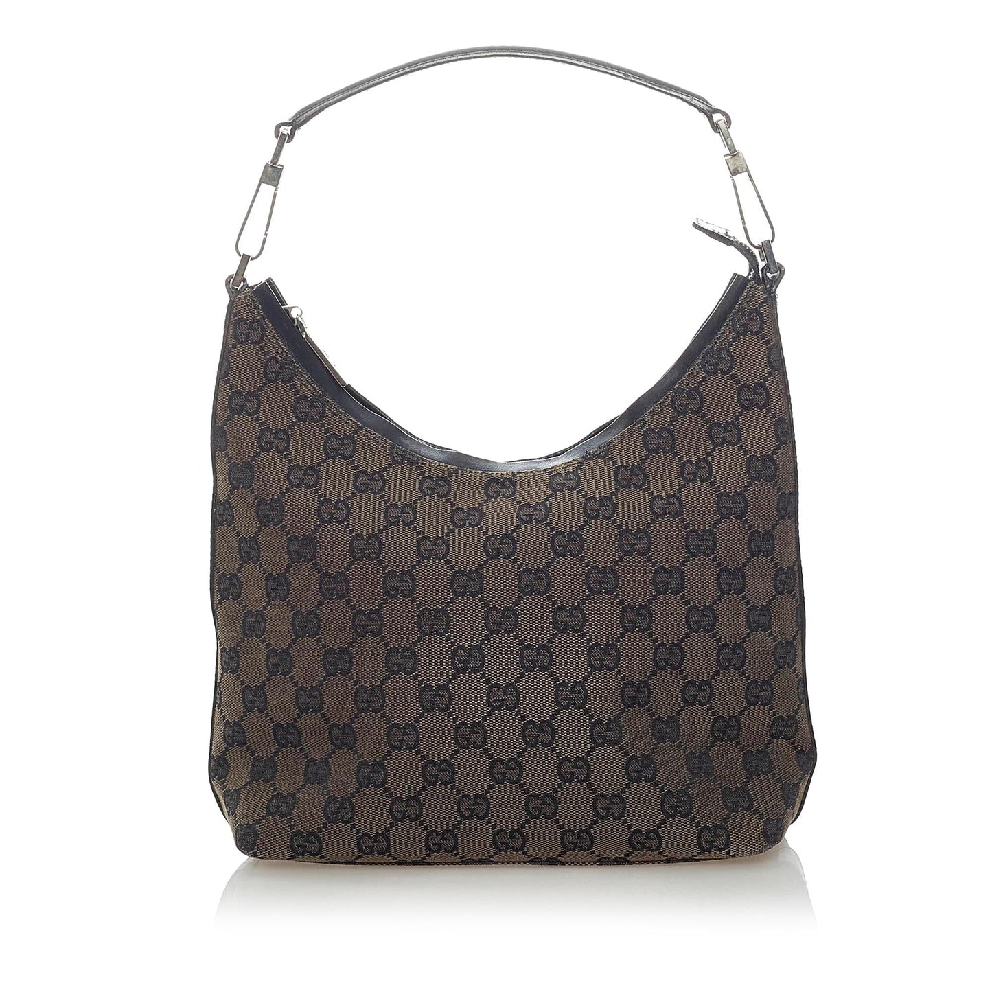 Gucci GG SHG Canvas Calf Brown Satchel Bag Handbag Shg