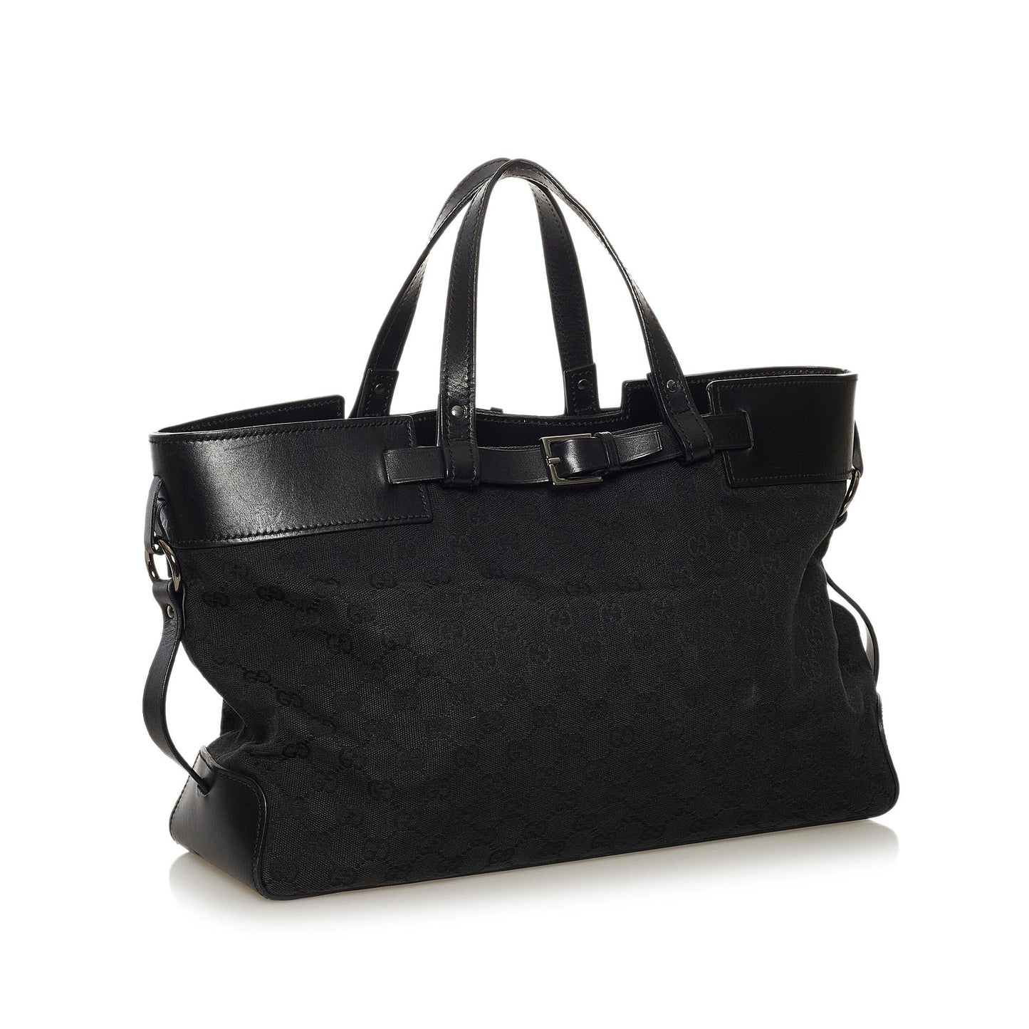 Gucci GG SHG Canvas Calf Black Satchel Bag