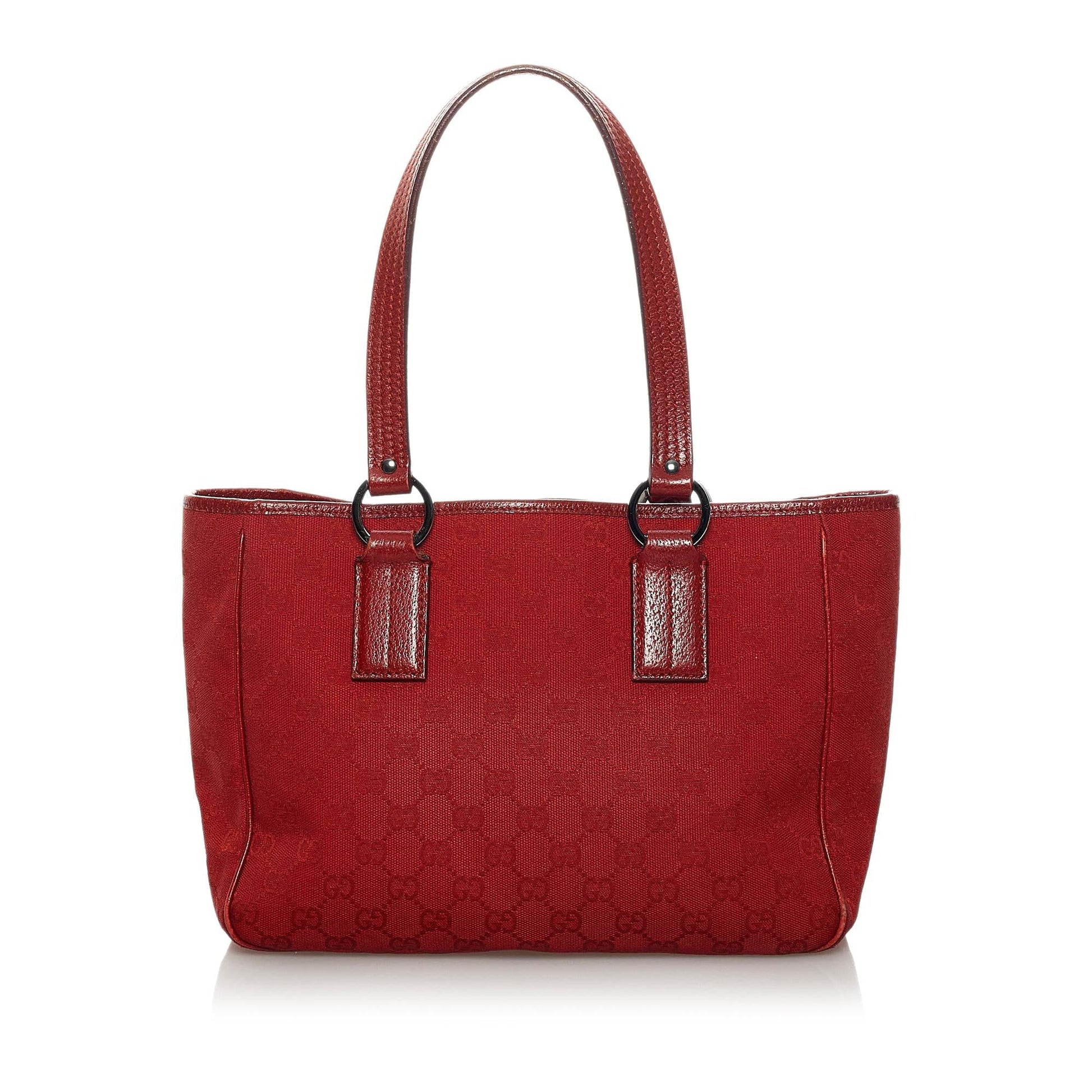Gucci GG SHG Canvas Red Satchel Bag Handbag Shg