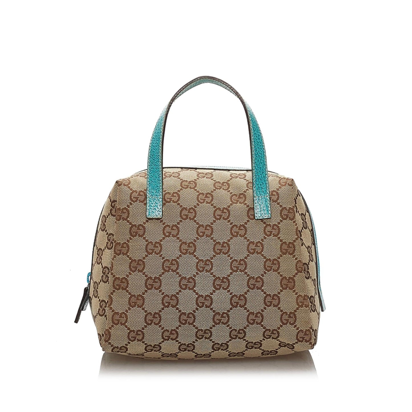 Gucci GG SHG Canvas Brown Blue Satchel Bag