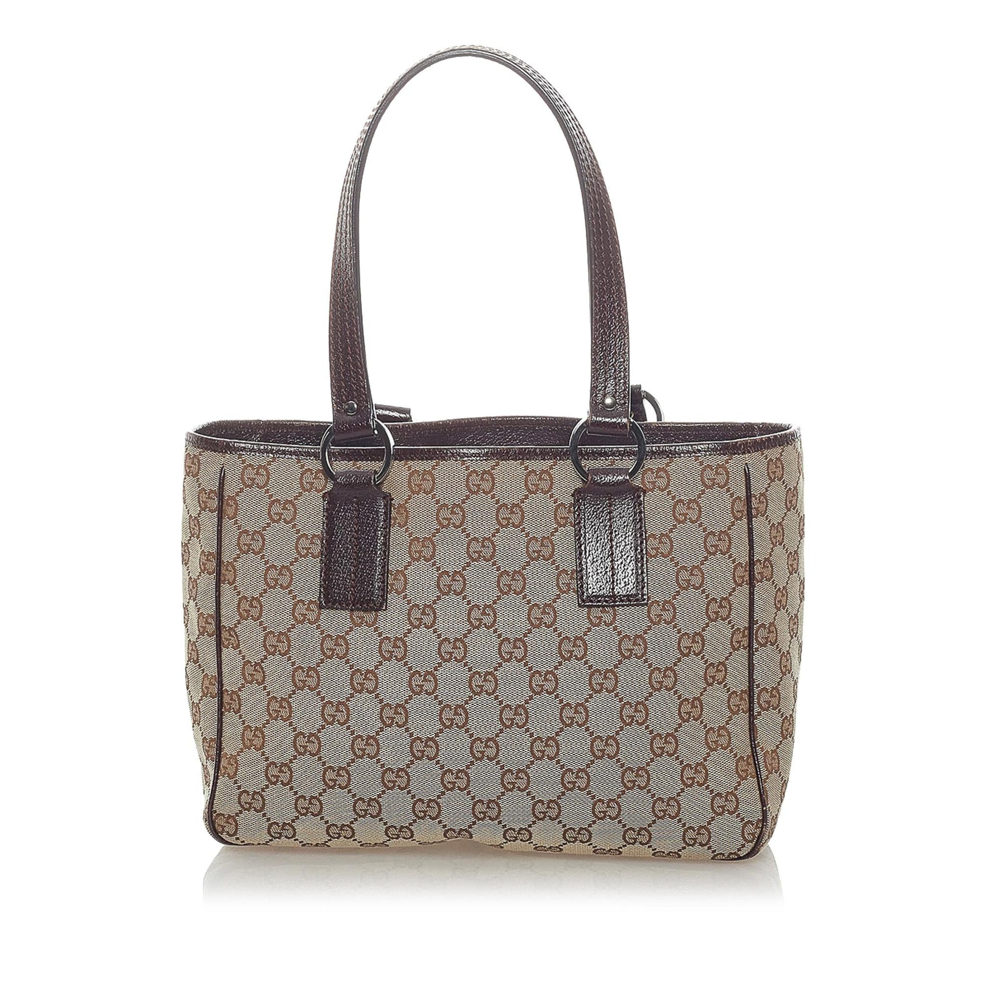 Gucci GG SHG Canvas Brown Satchel Bag 4