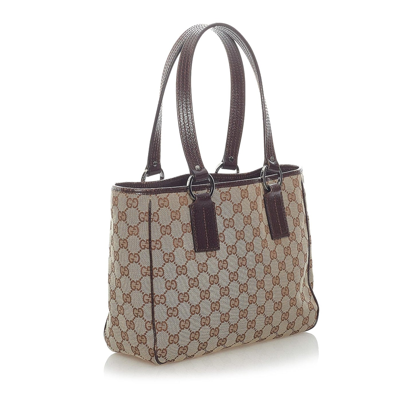 Gucci GG SHG Canvas Brown Satchel Bag 4