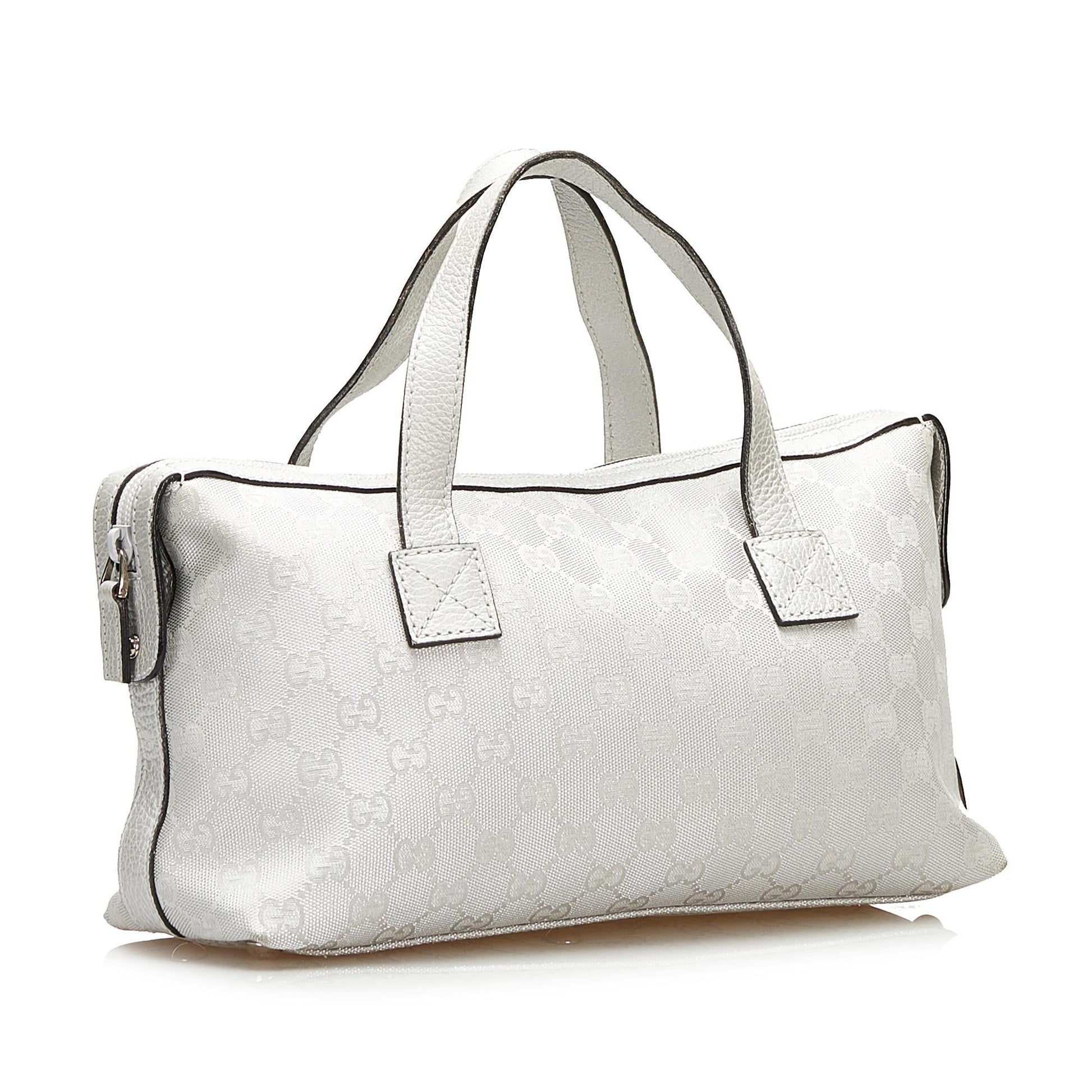 Gucci GG SHG Canvas White Silver Satchel Bag