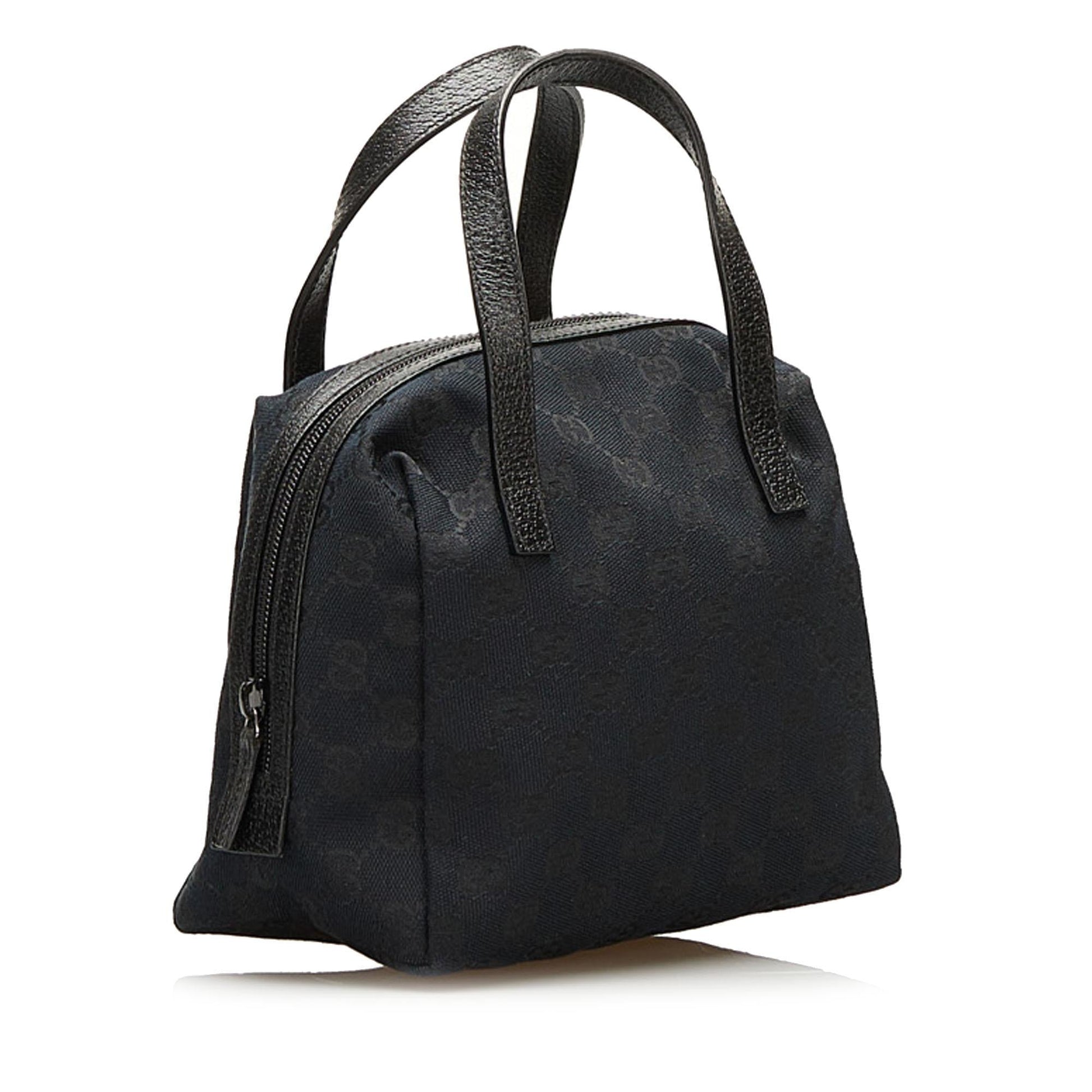 Gucci GG SHG Canvas Black Satchel Bag Handbag Shg