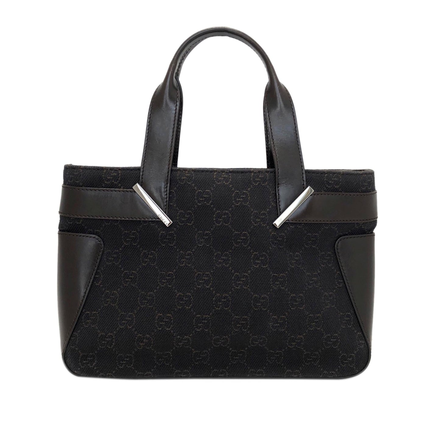 Gucci GG SHG Canvas Calf Black Satchel Bag Handbag Shg