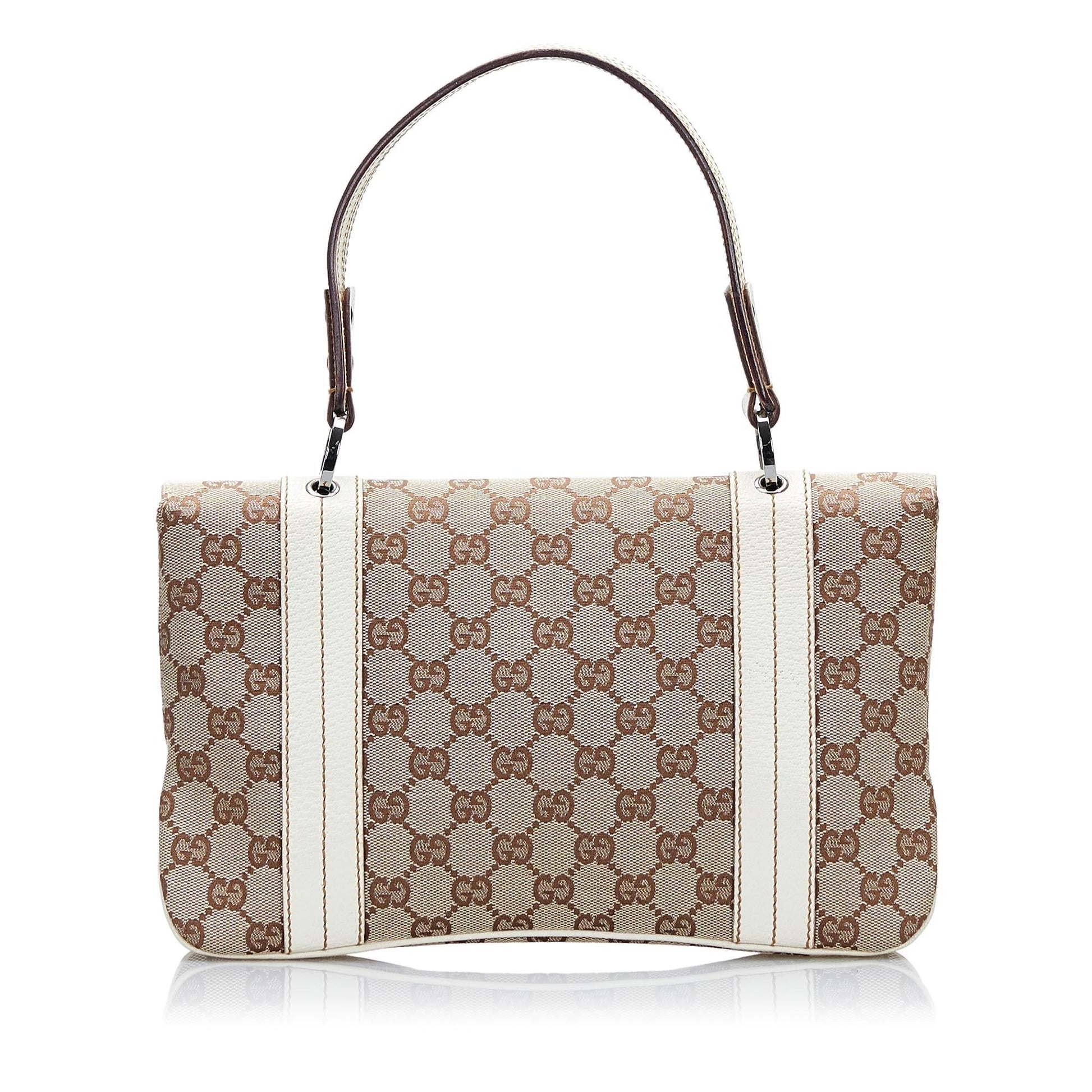 Gucci GG SHG Canvas Brown Satchel Bag 5