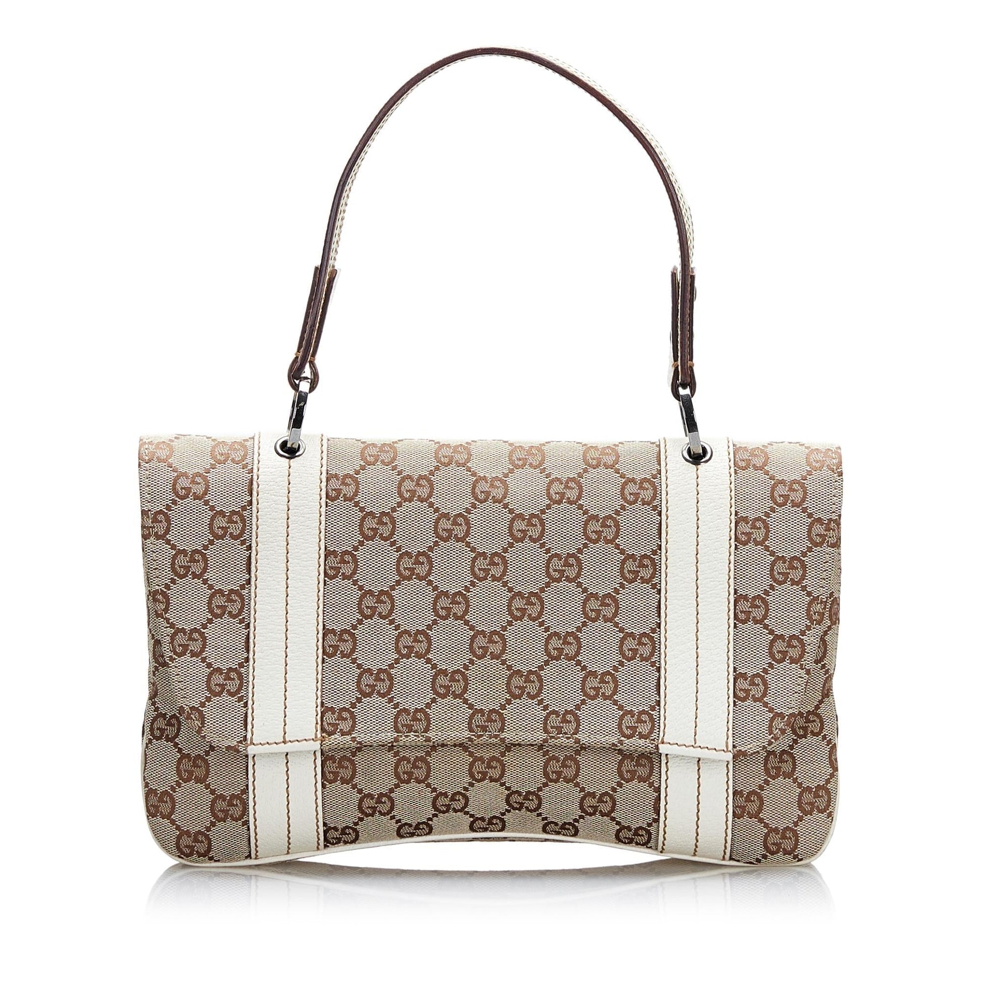 Gucci GG SHG Canvas Brown Satchel Bag 5