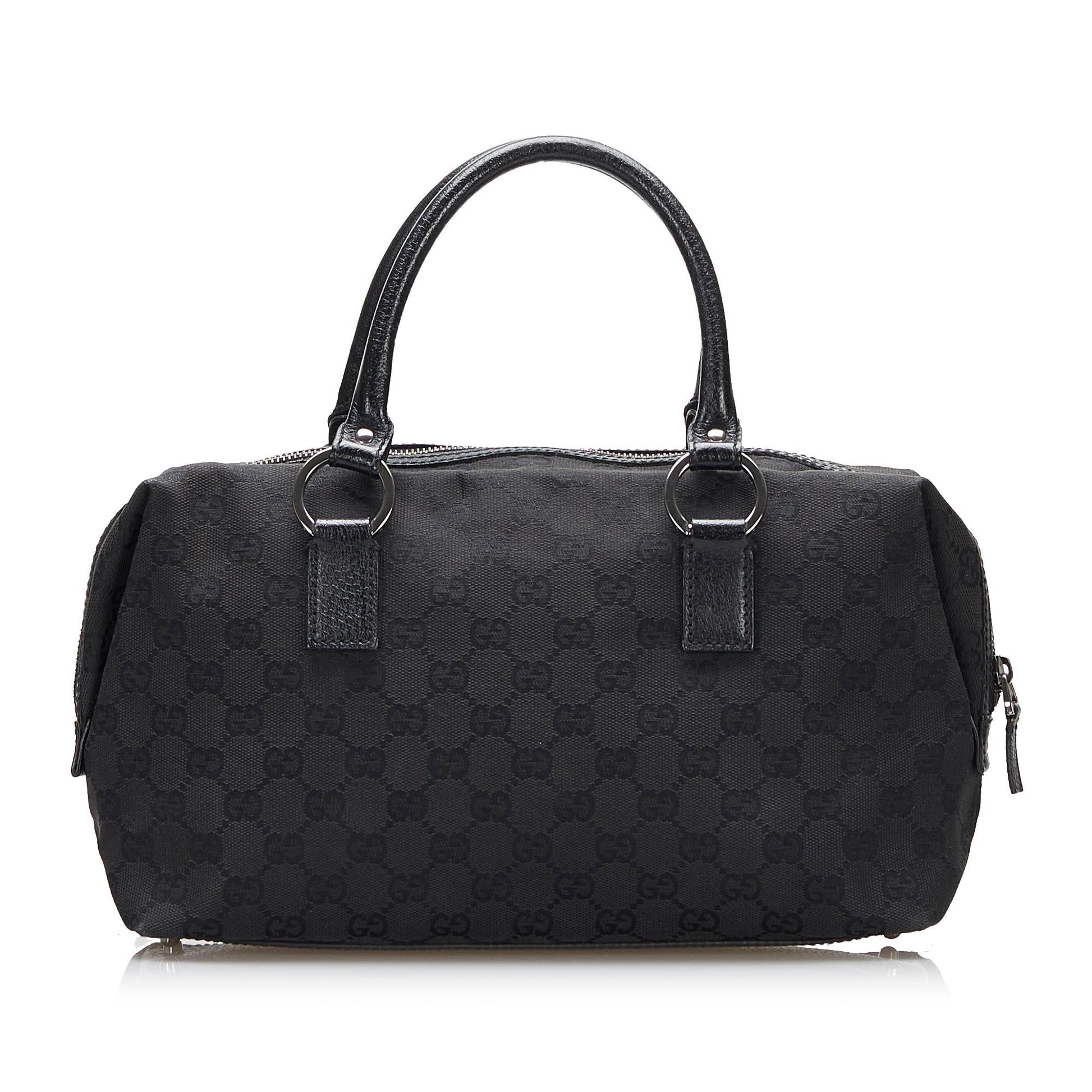 Gucci GG SHG-FRh6lE Canvas Black Satchel Bag
