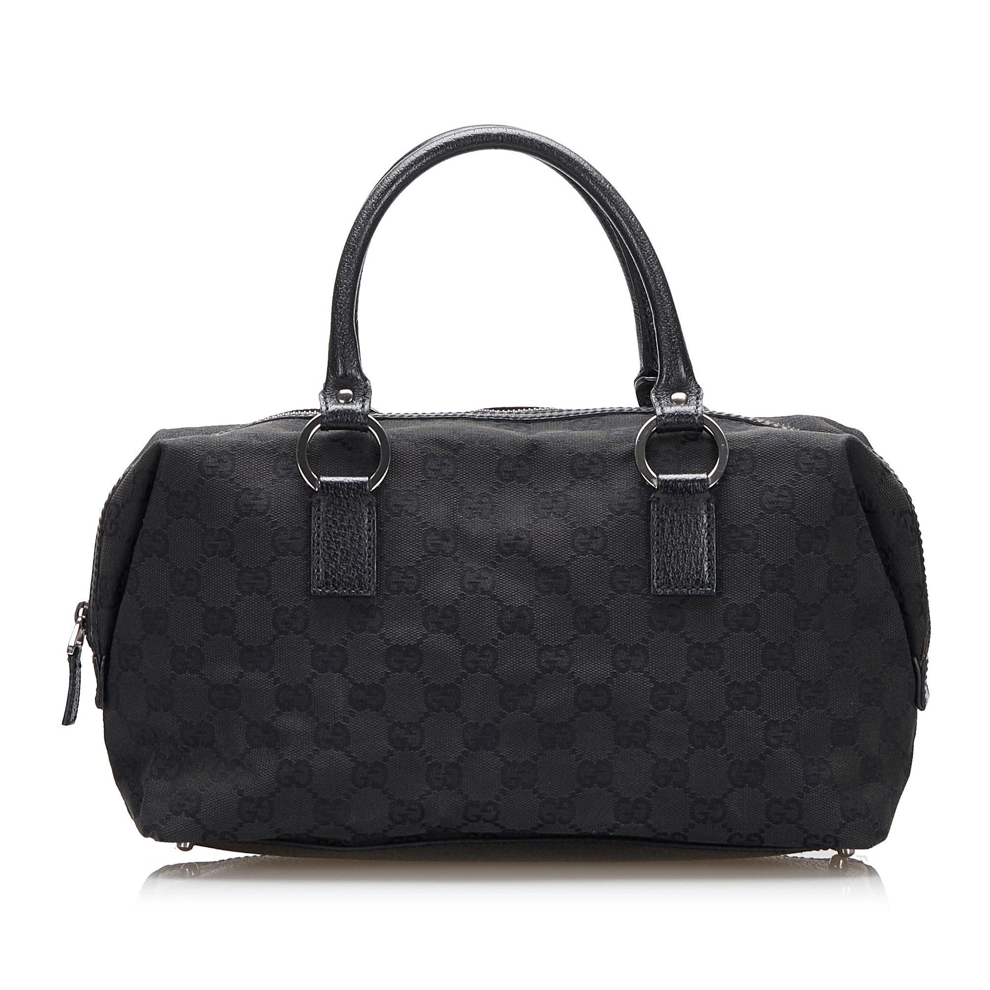 Gucci GG SHG-FRh6lE Canvas Black Satchel Bag