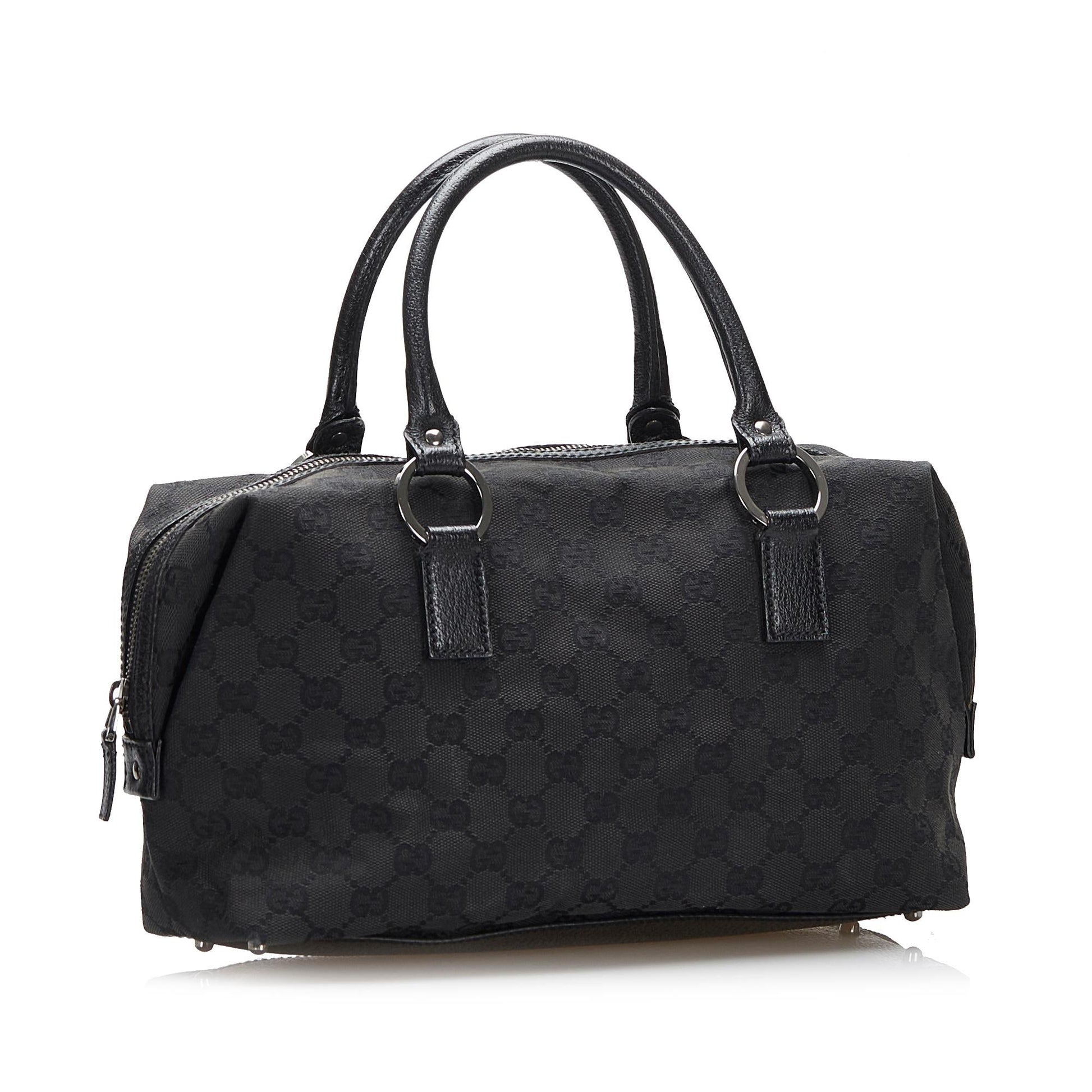Gucci GG SHG-FRh6lE Canvas Black Satchel Bag