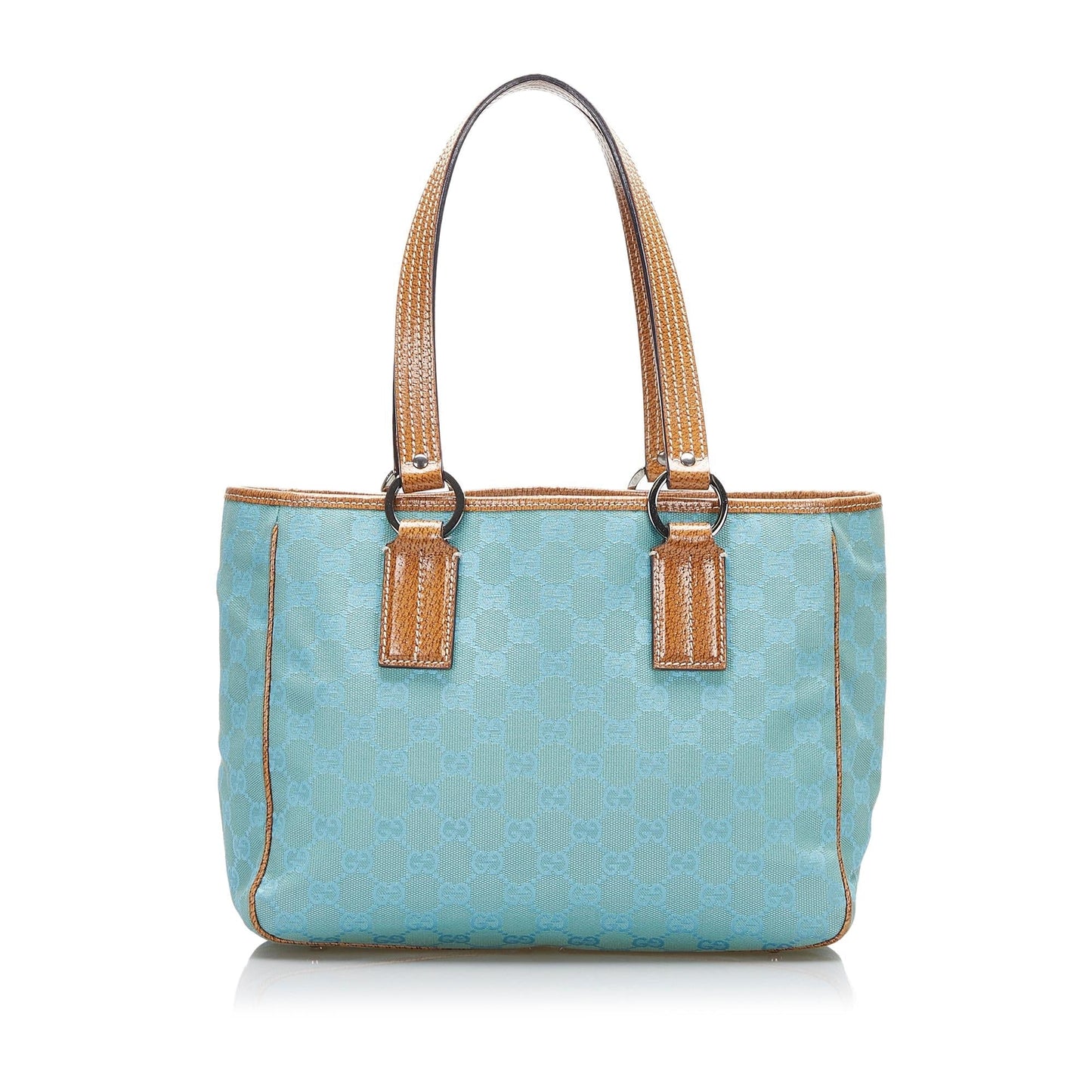 Gucci GG SHG-FpP08A Canvas Calf Brown Blue Satchel Bag