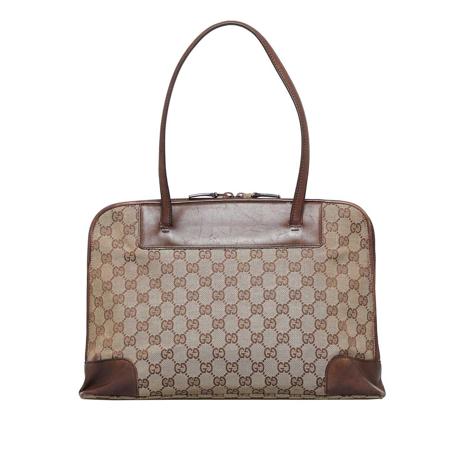 Gucci GG SHG-XM1m6e Canvas Calf Brown Satchel Bag