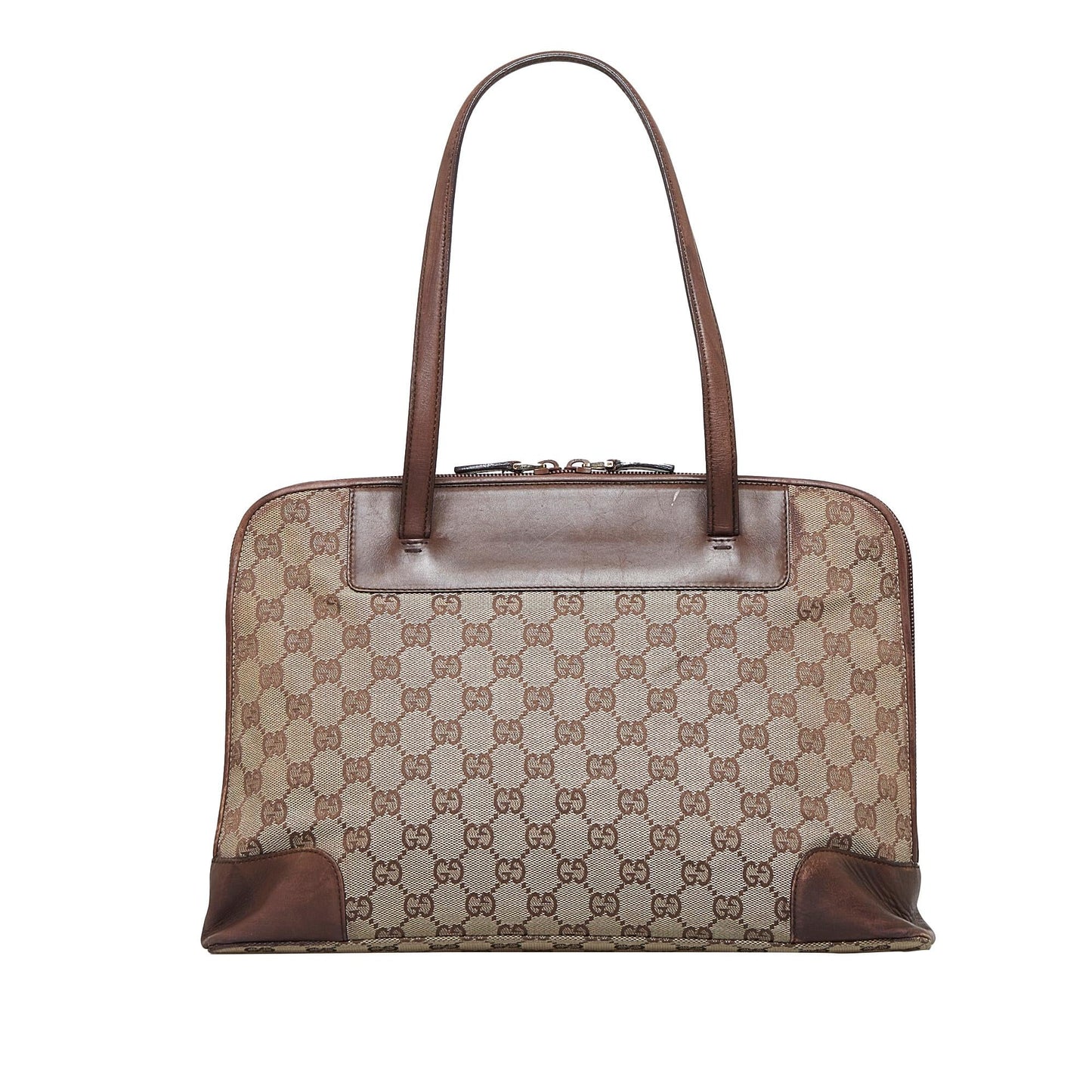 Gucci GG SHG-XM1m6e Canvas Calf Brown Satchel Bag