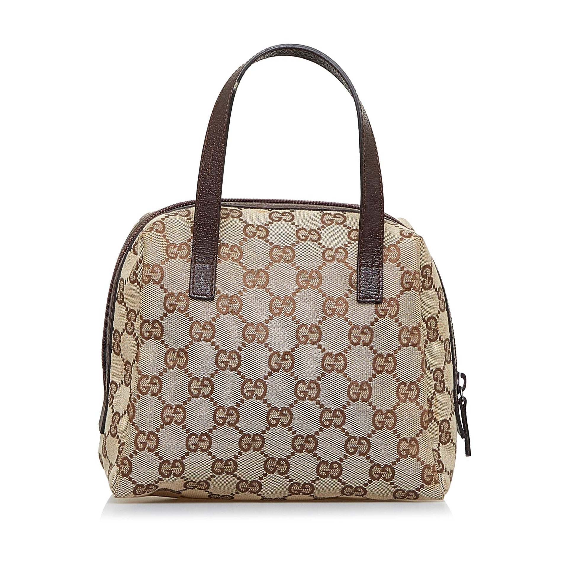 Gucci GG SHG-Z1b374 Canvas Brown Satchel Bag