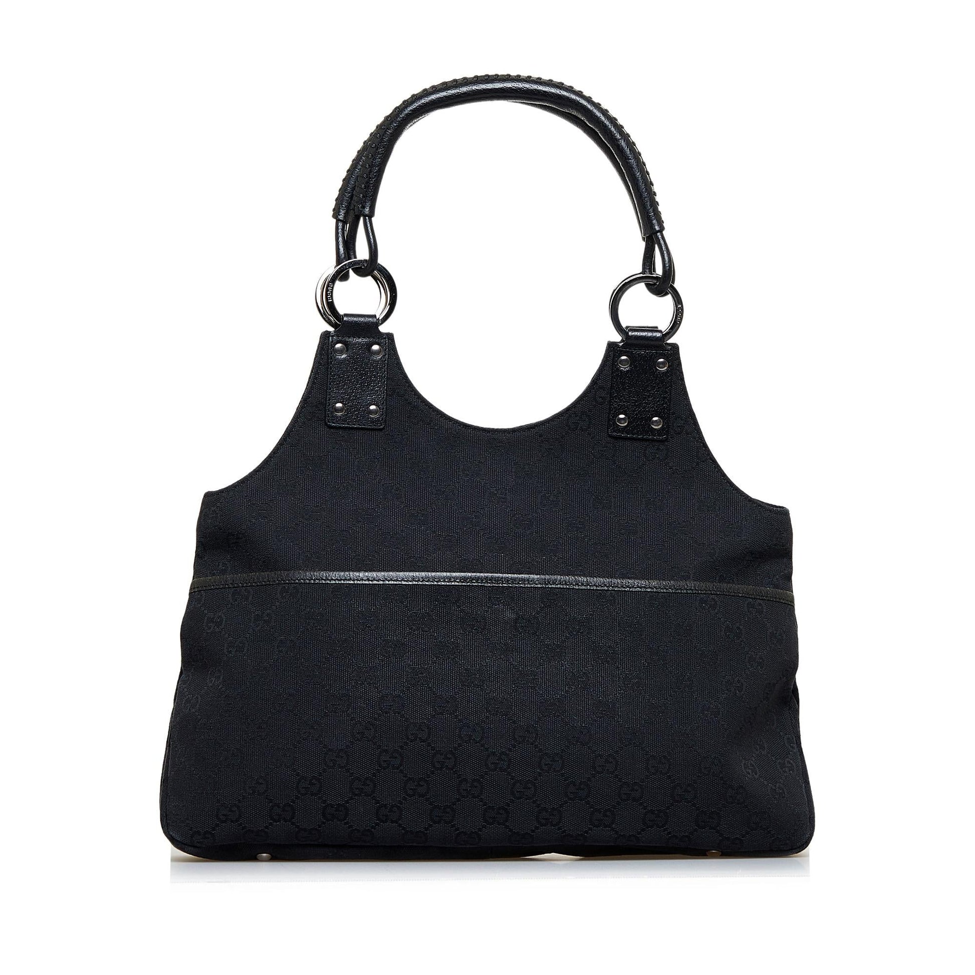 Gucci GG SHG-a6ca6X Canvas Calf Black Satchel Bag