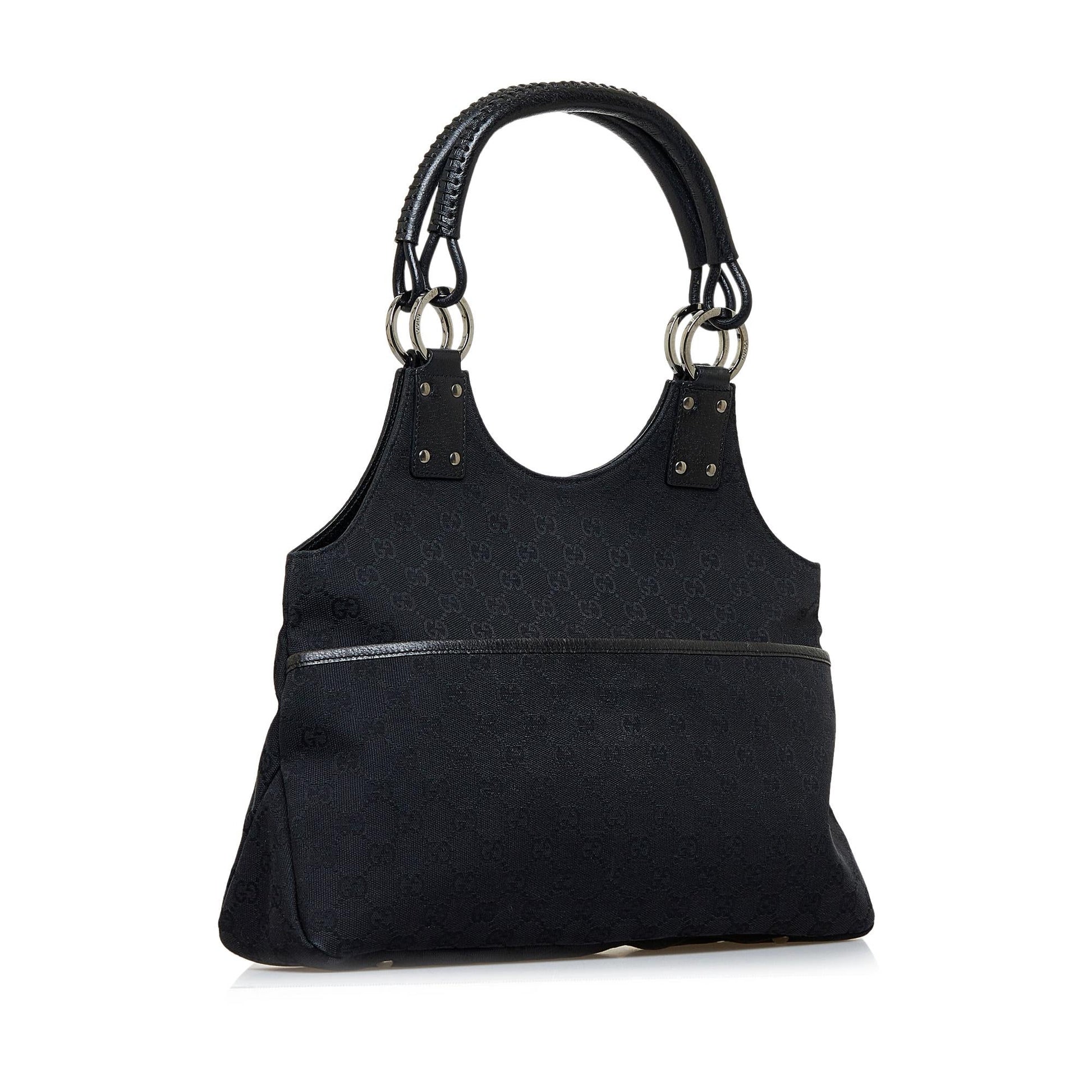 Gucci GG SHG-a6ca6X Canvas Calf Black Satchel Bag