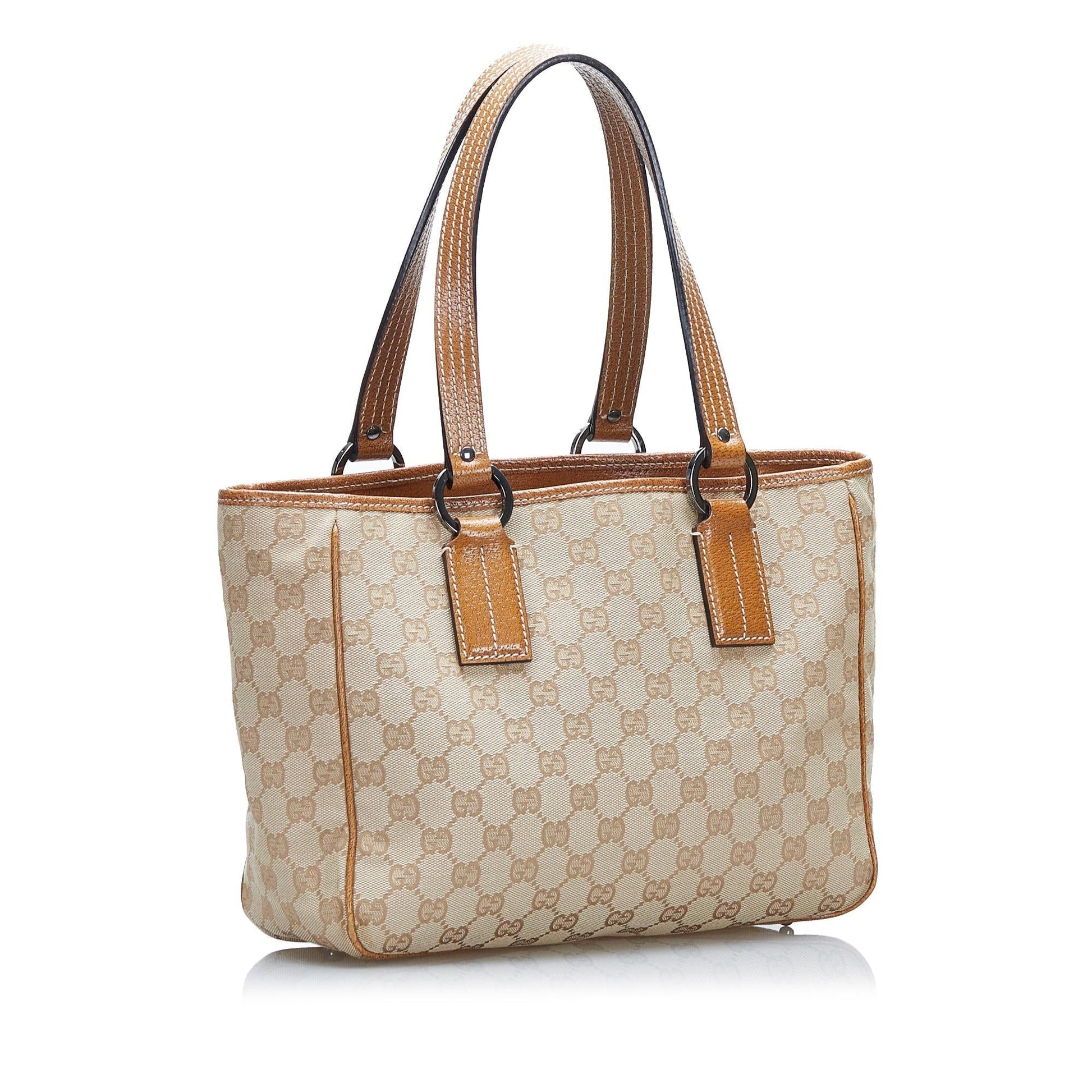 Gucci GG SHG-MJm5F0 Canvas Calf Brown Satchel Bag