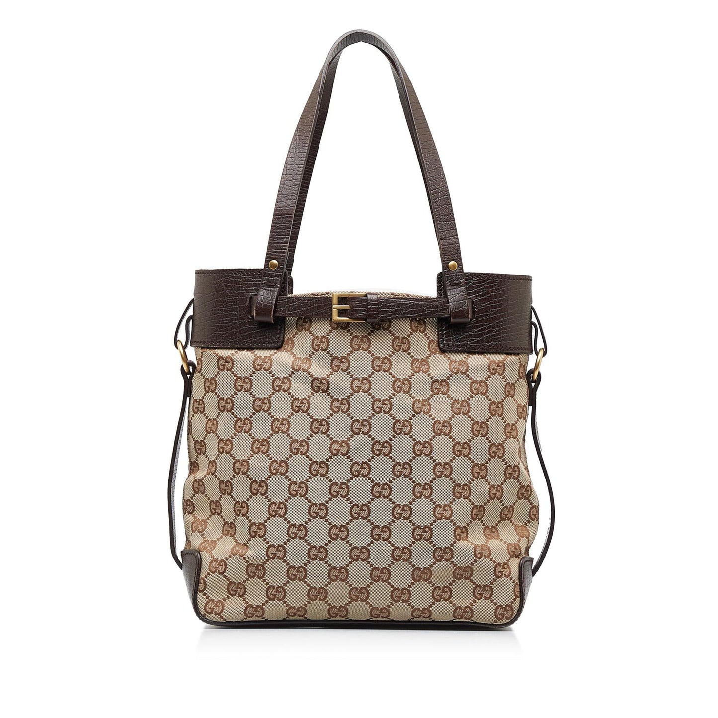 Gucci GG SHG-1UdsKi Canvas Calf Brown Satchel Bag