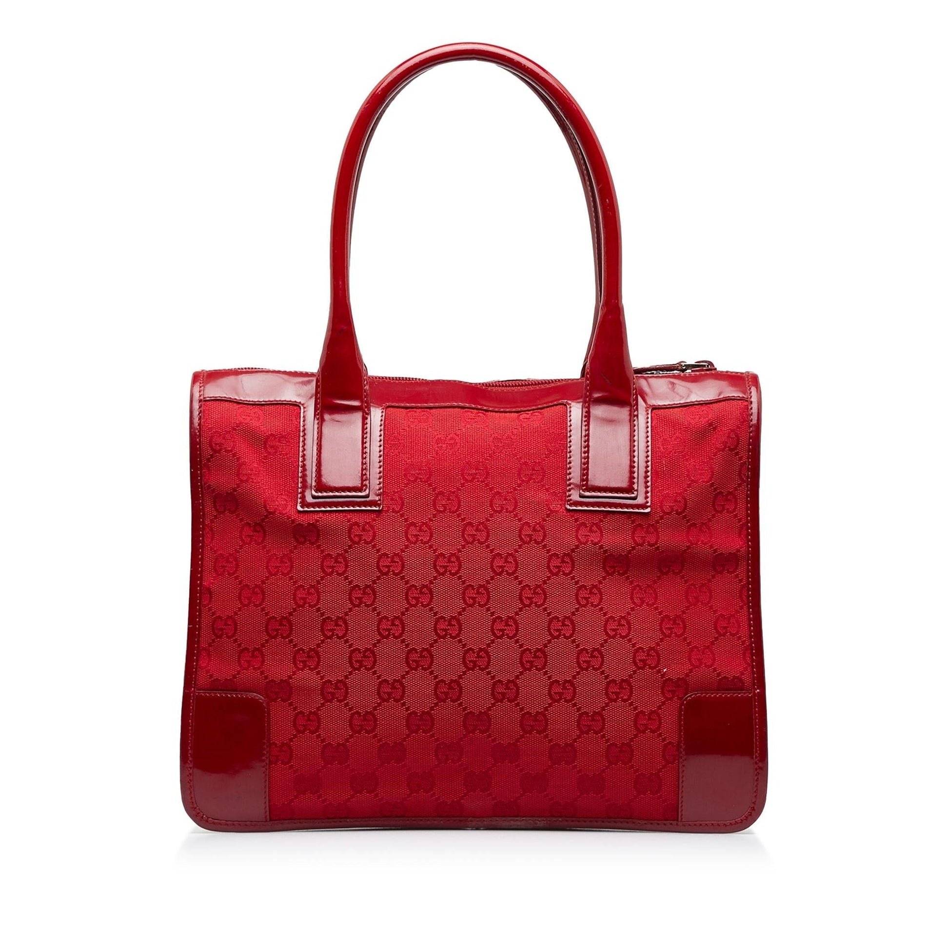 Gucci GG SHG-LnsuHF Canvas Red Satchel Bag