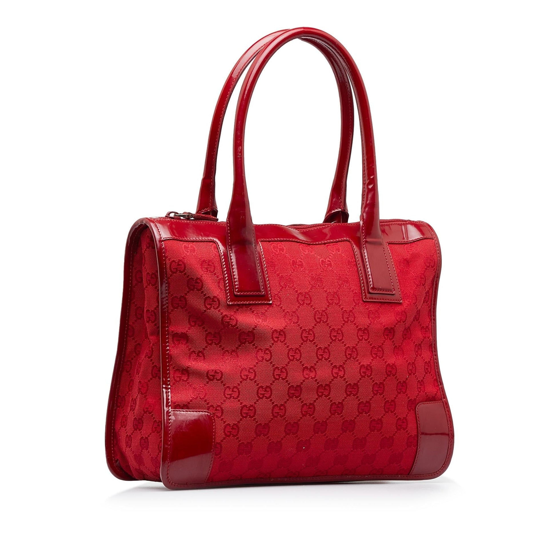 Gucci GG SHG-LnsuHF Canvas Red Satchel Bag