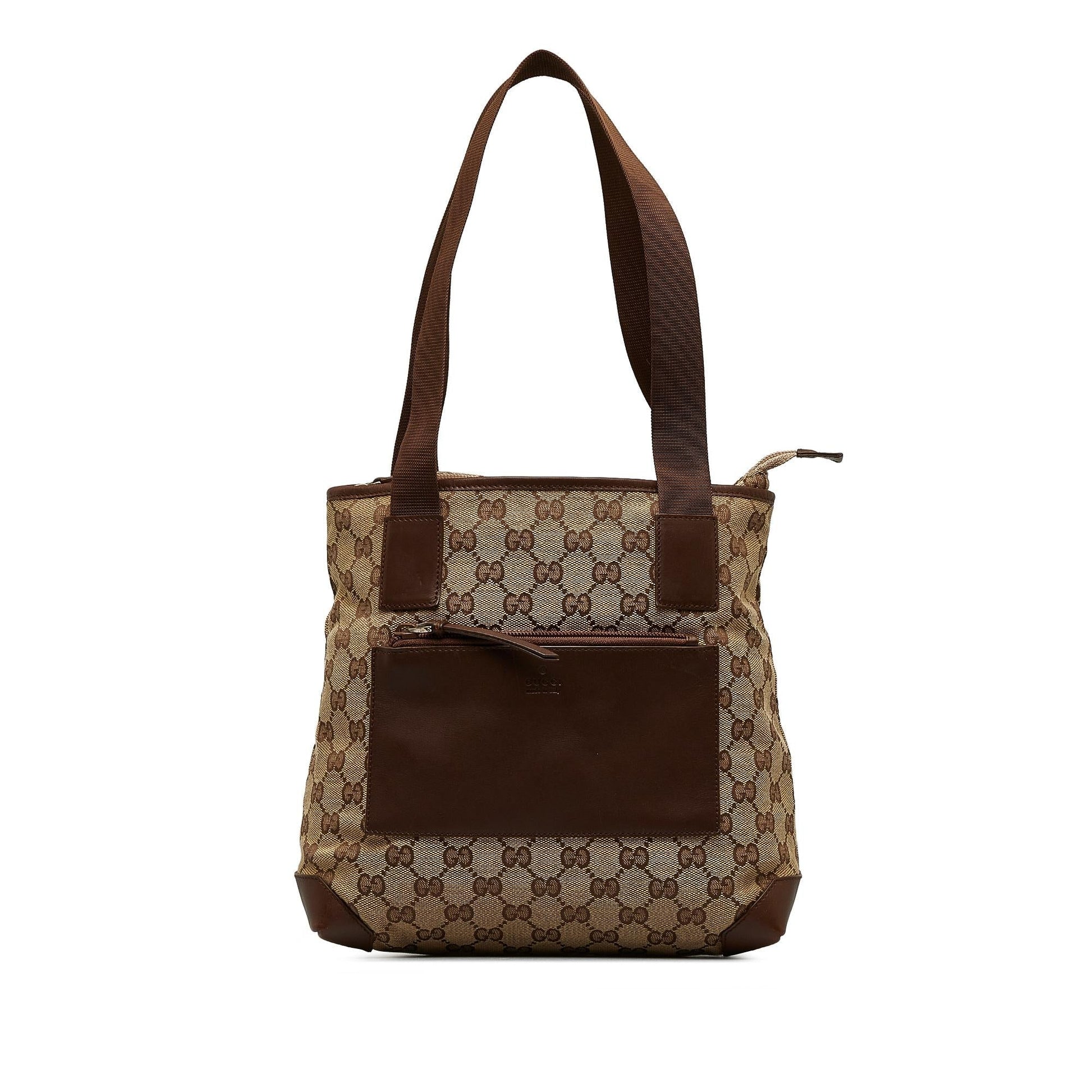 Gucci GG SHG-El853x Canvas Brown Satchel Bag