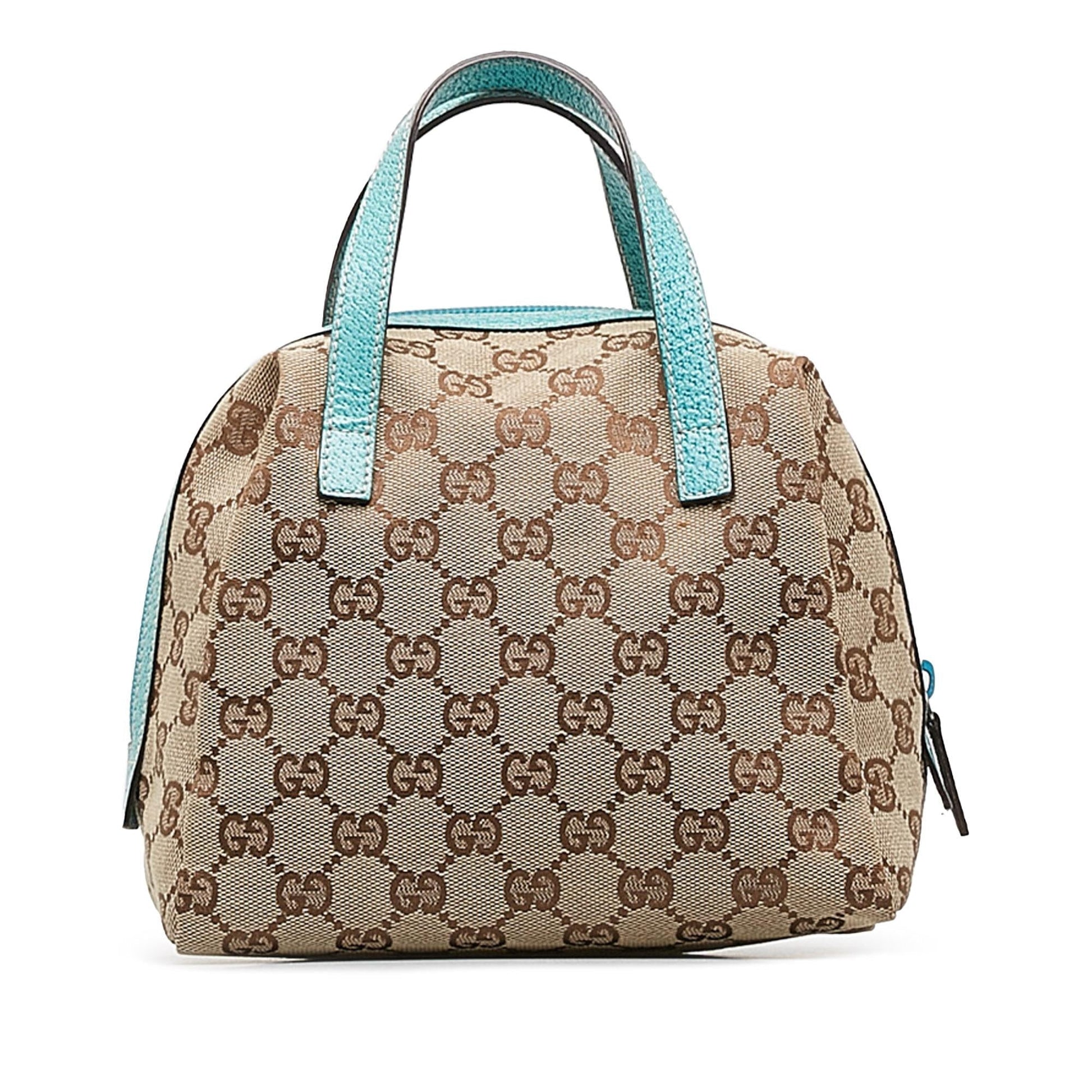 Gucci GG SHG-31oVHS Canvas Brown Satchel Bag