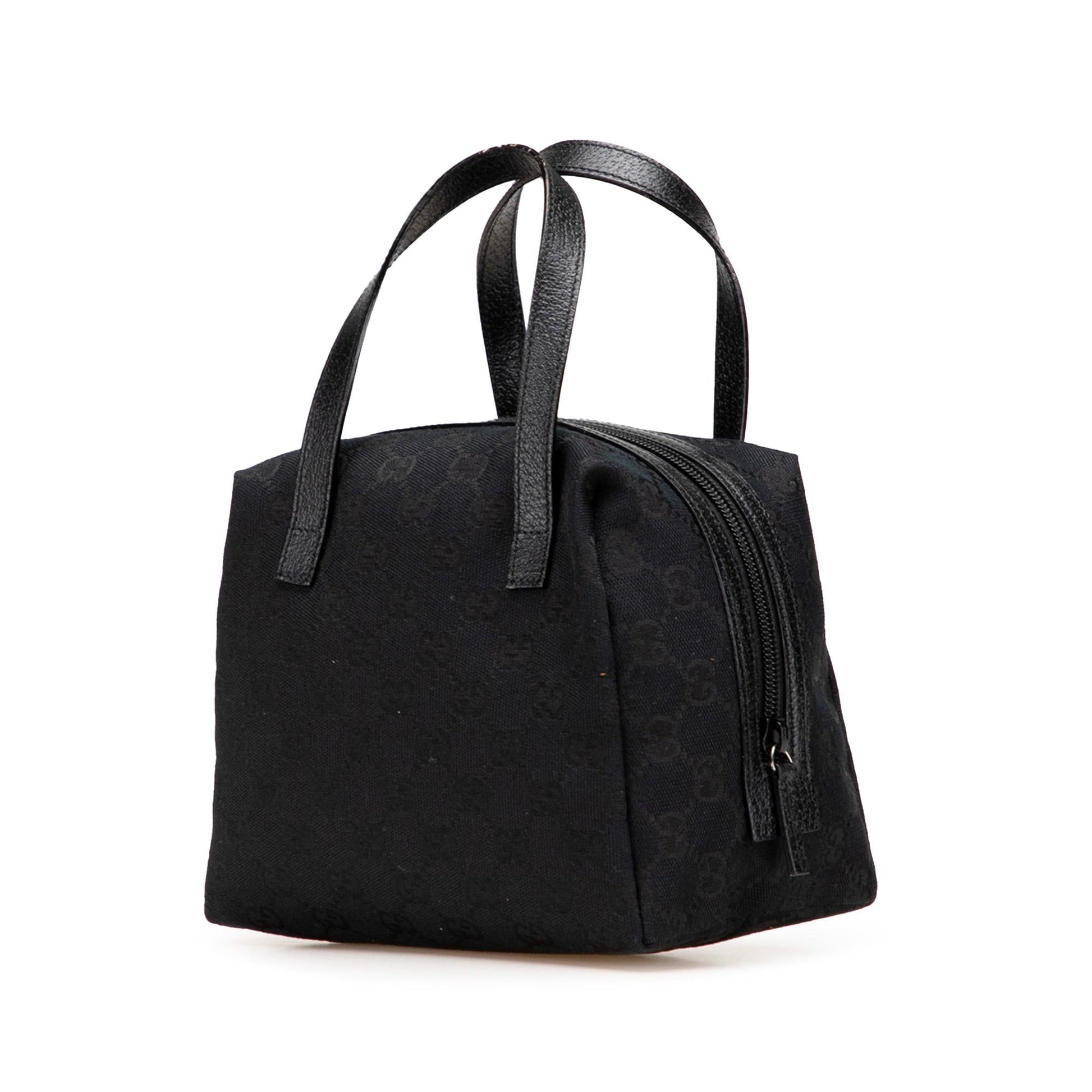 Gucci GG Canvas Calf Black Satchel Bag