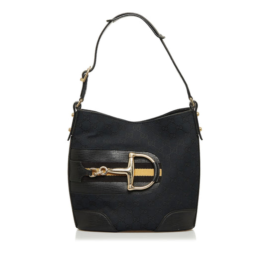 Gucci GG Hasler SHG-BpgfrA Canvas Calf Black Shoulder Bag