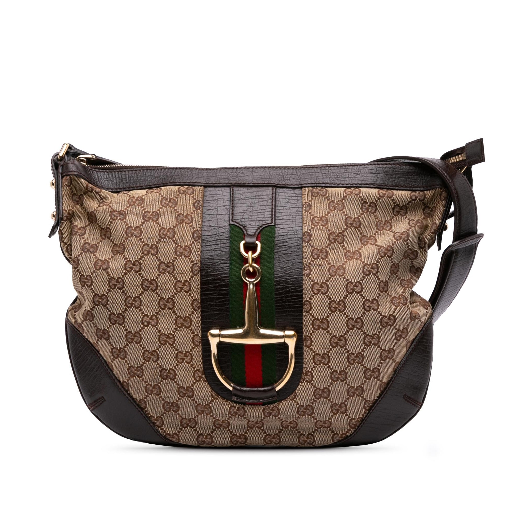 Gucci GG Hasler Web Canvas Brown Crossbody Bag
