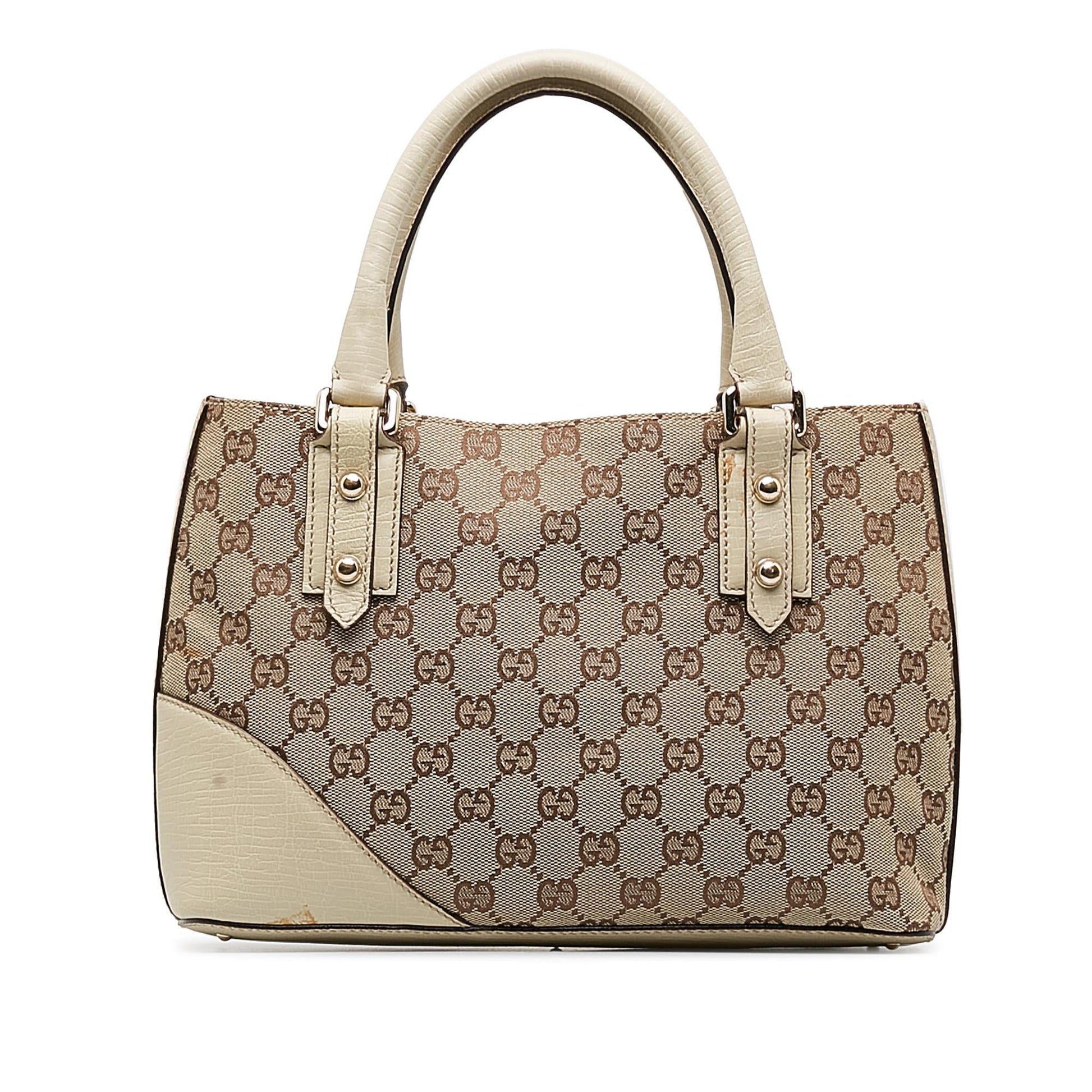 Gucci GG Hasler Web SHG-gXgbJg Canvas Calf White Brown Shoulder Bag