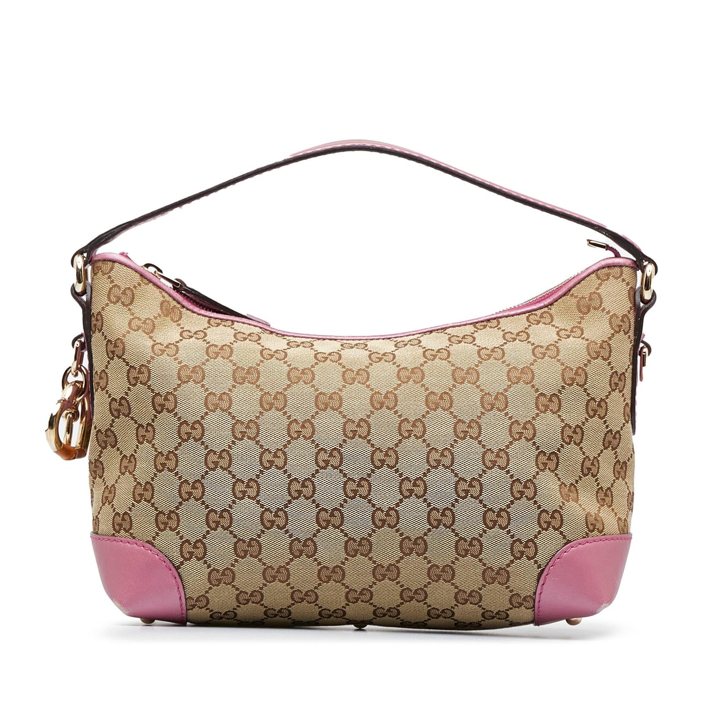 Gucci GG Heart Bit SHG-6OMg8o Canvas Calf Brown Pink Satchel Bag