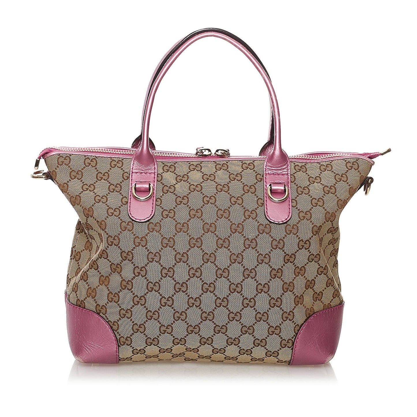Gucci GG Heart Bit SHG Canvas Brown Pink Satchel Bag
