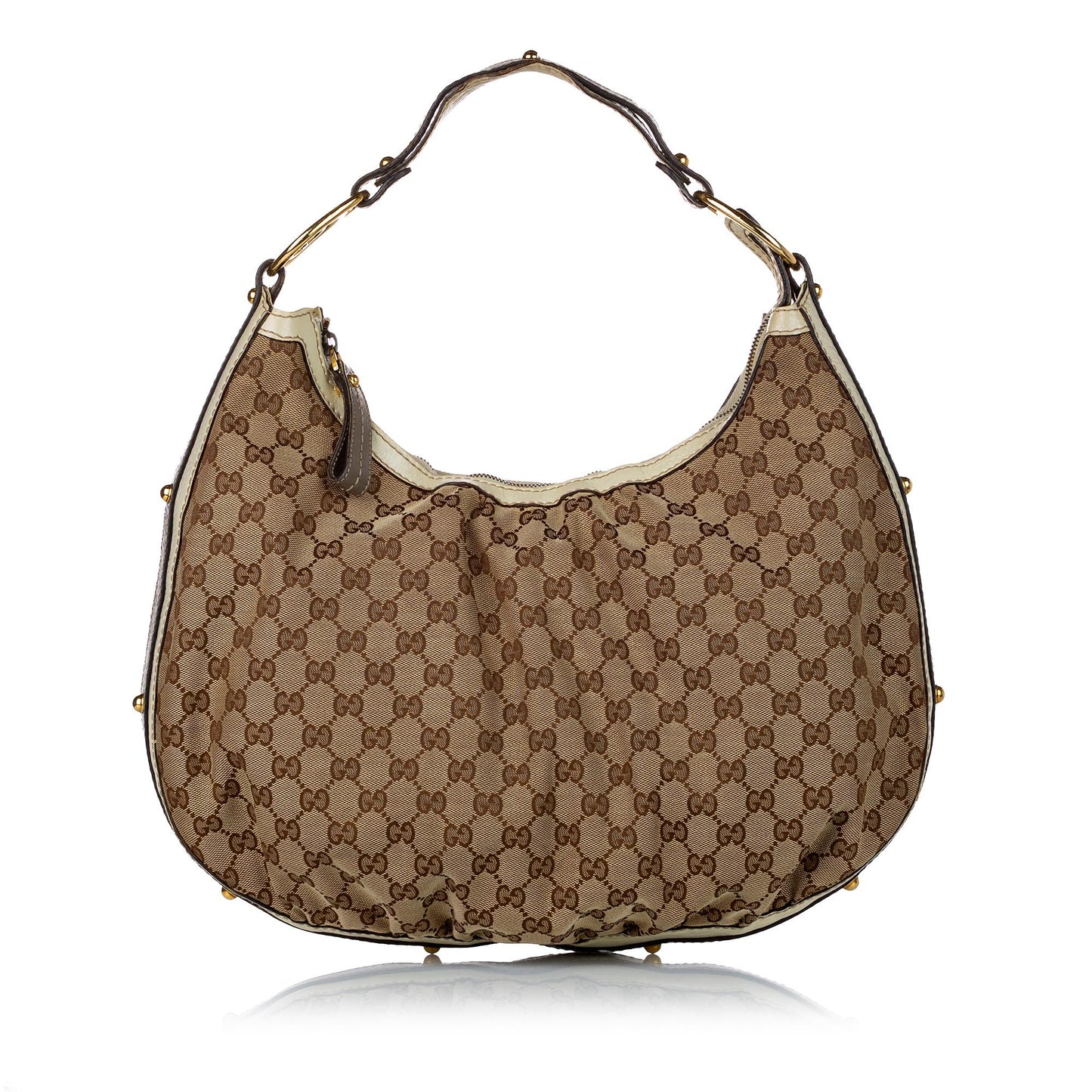 Gucci GG SHG Canvas Calf White Brown Shoulder Bag