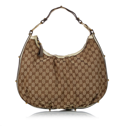 Gucci GG SHG Canvas Calf White Brown Shoulder Bag
