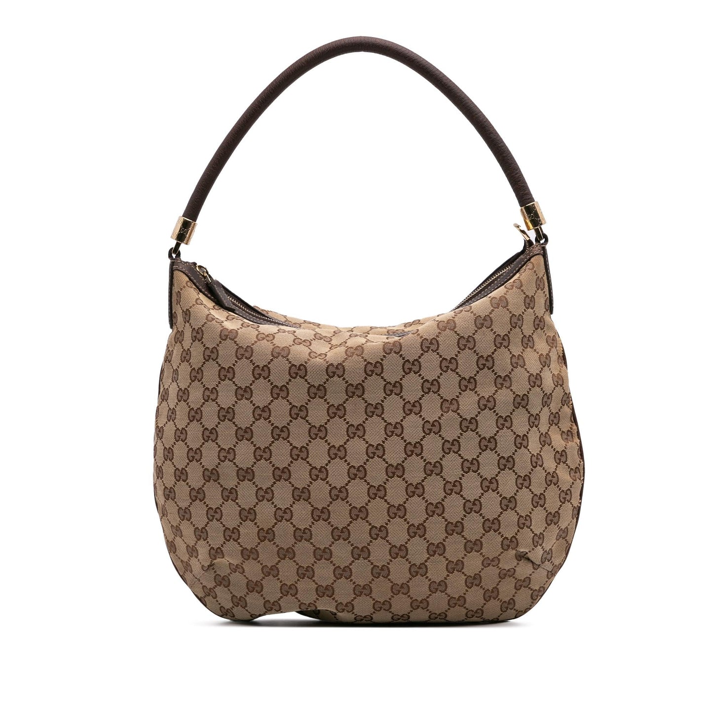 Gucci GG Canvas Calf Brown Shoulder Bag Hobo Bag
