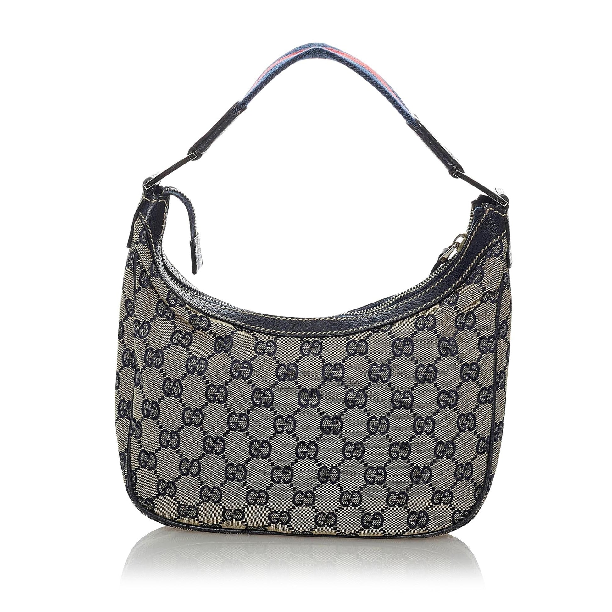 Gucci GG SHG Canvas Calf Blue Grey Shoulder Bag