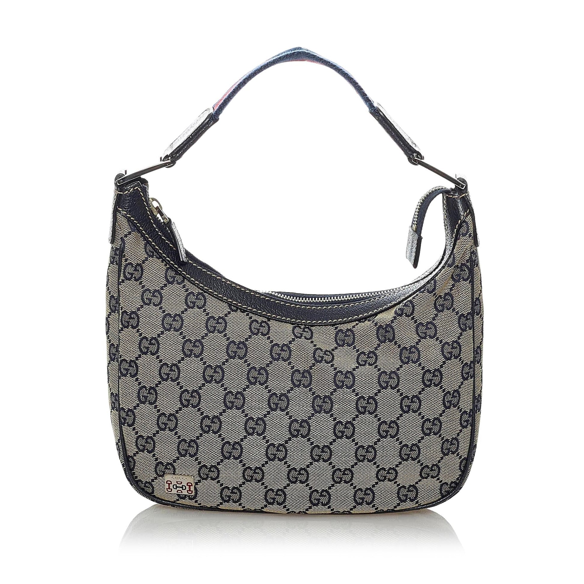 Gucci GG SHG Canvas Calf Blue Grey Shoulder Bag