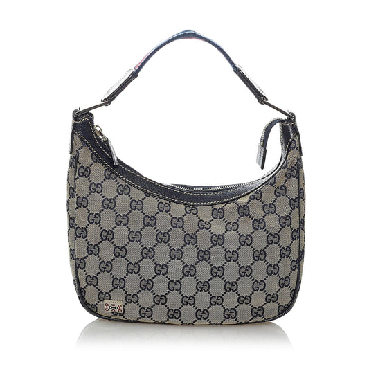 Gucci GG SHG Canvas Calf Blue Grey Shoulder Bag