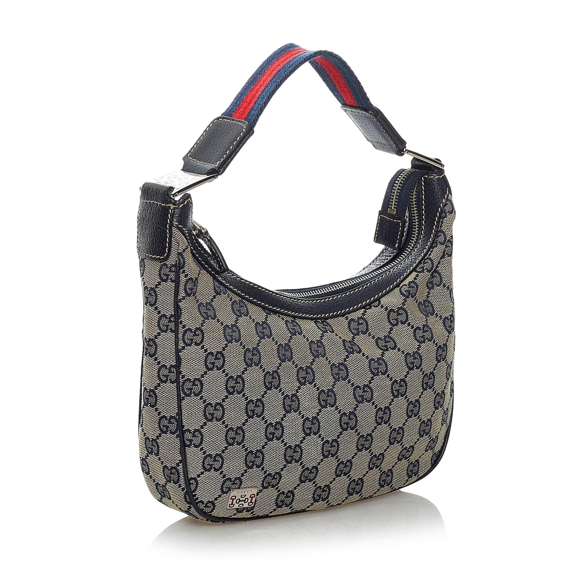 Gucci GG SHG Canvas Calf Blue Grey Shoulder Bag